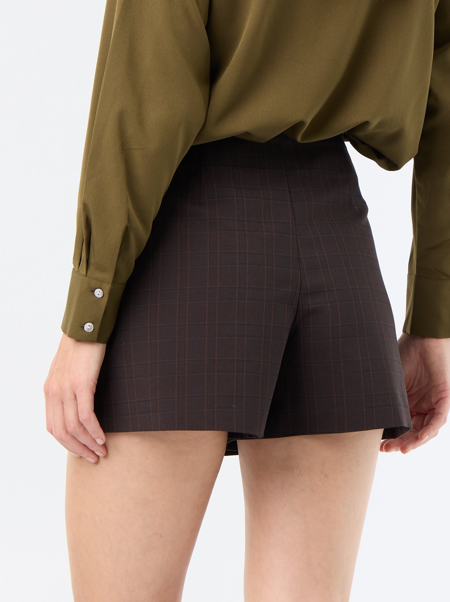 Jupe short avec bijou fantaisie - Marron