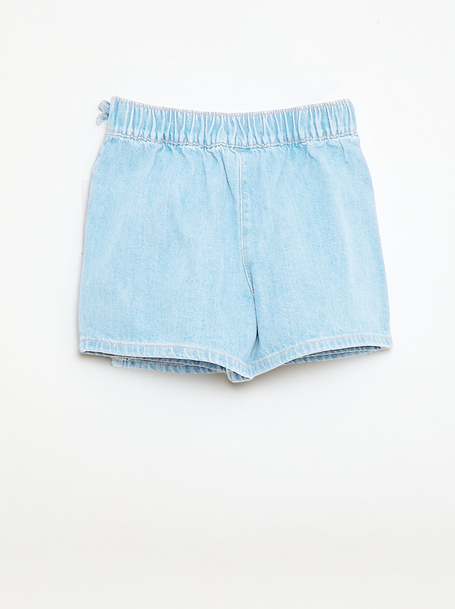 Jupe short courte en jean avec nœuds - Bleu (FRO25_2)