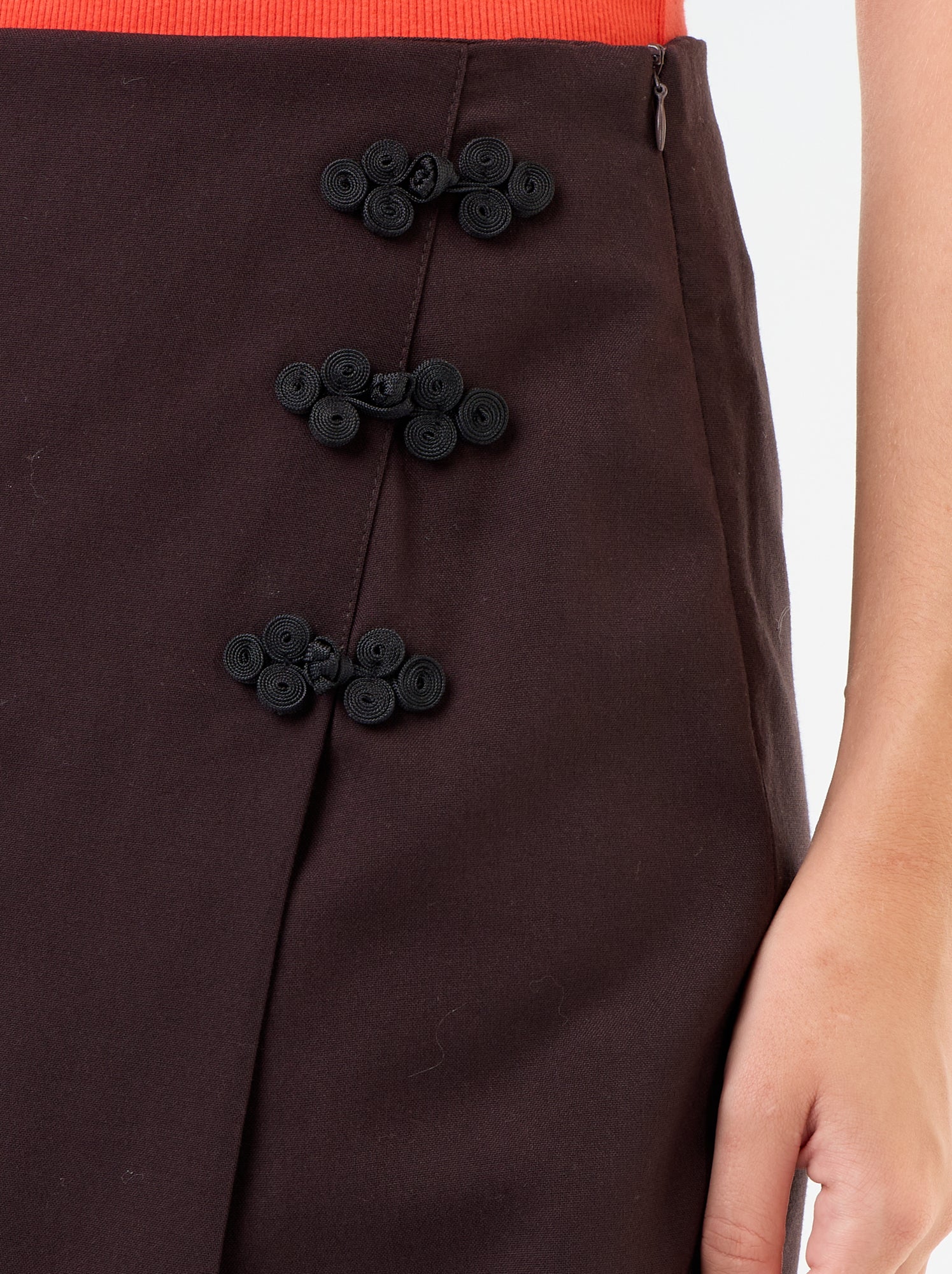 Jupe short en détail mandarin - Marron