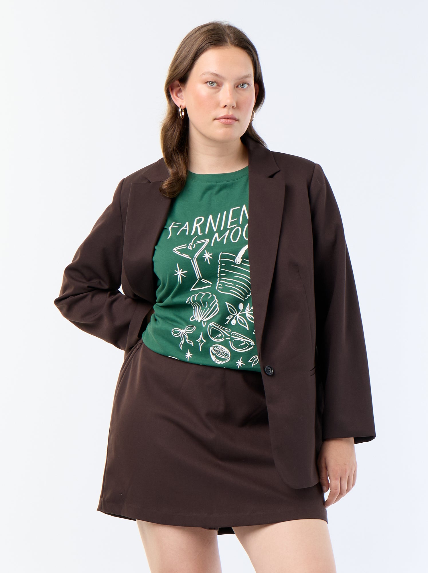 Jupe short en maille épaisse - Marron