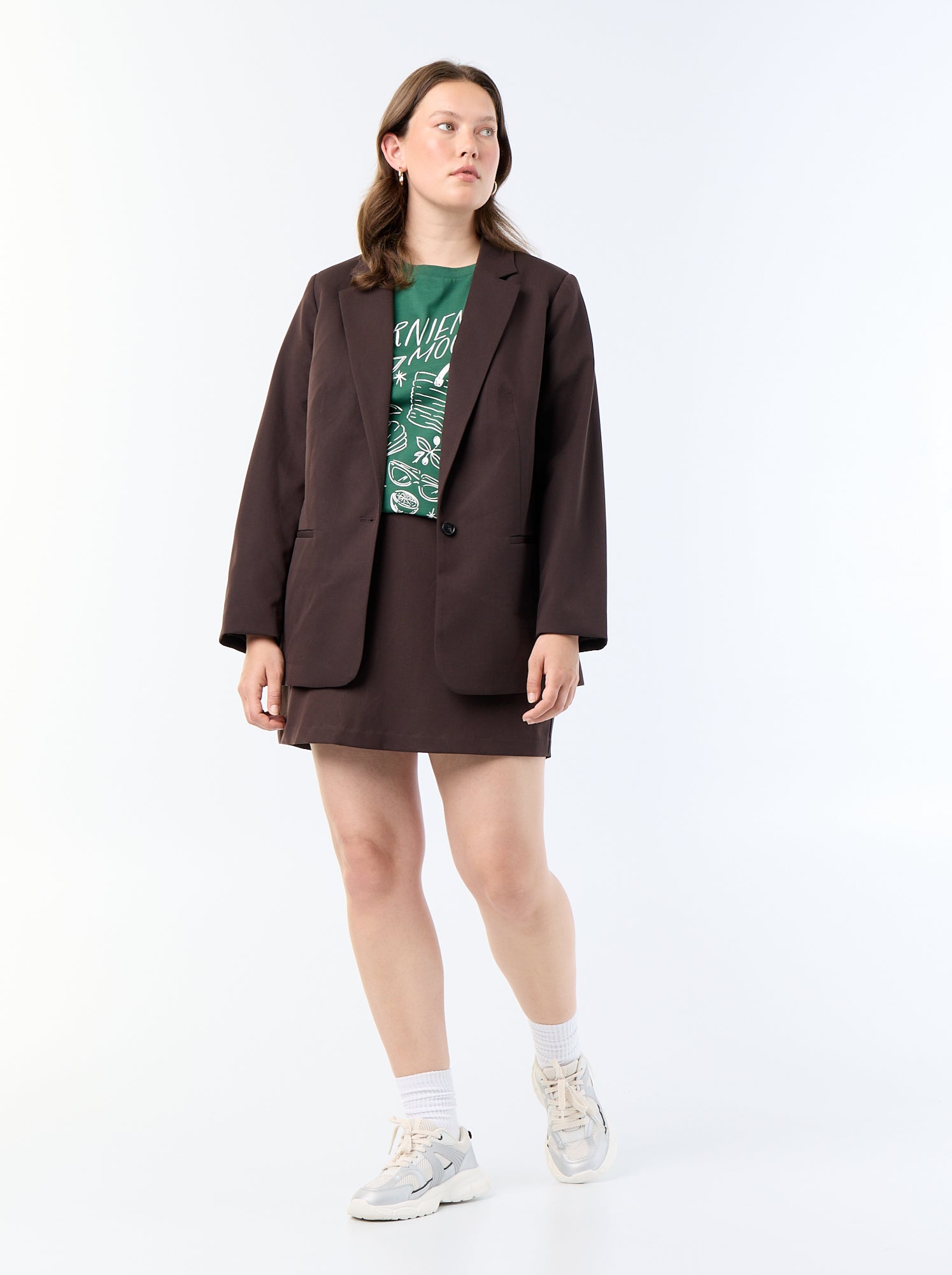 Jupe short en maille épaisse - Marron