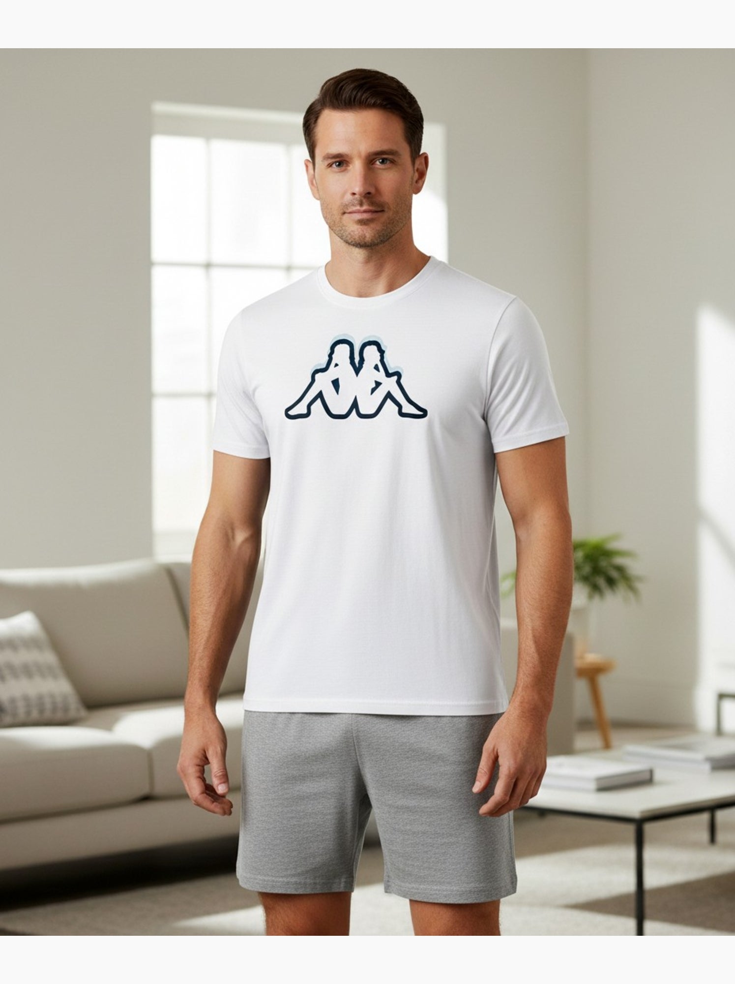 Kappa Pyjama Court Homme Coton - Ecru
