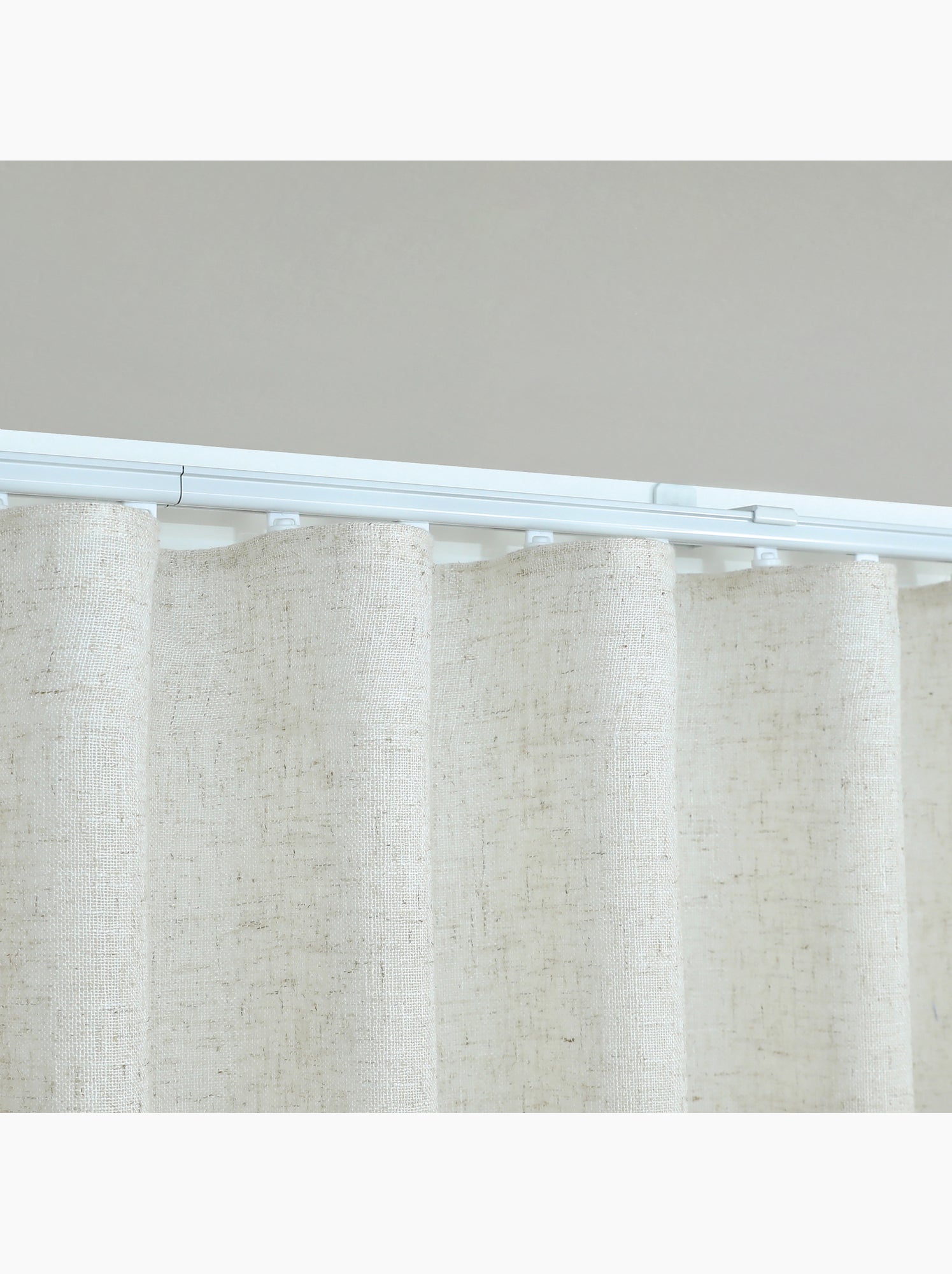 Kit rail extensible + voilage poly-lin wave - Beige clair