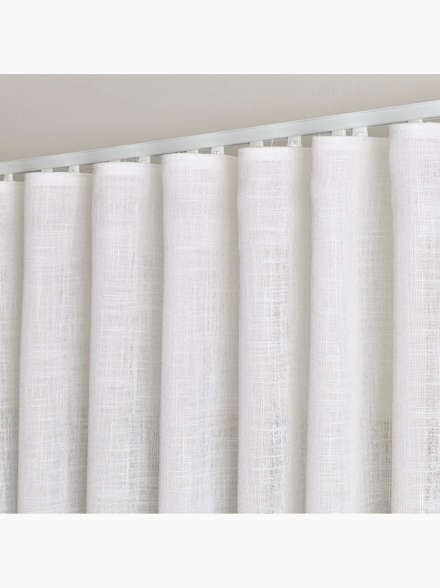Kit rail extensible + voilage poly-lin wave - Blanc