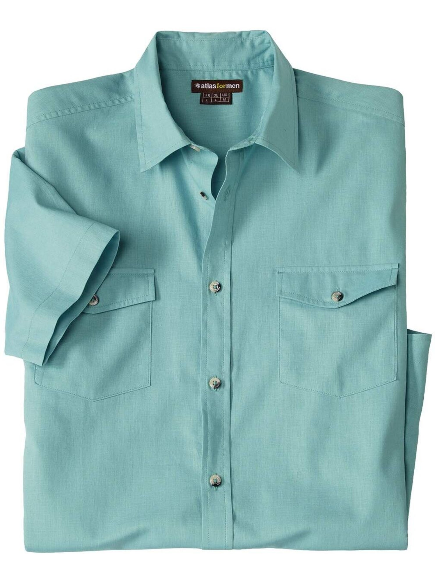 La chemise manches courtes coton/lin  - atlas for men - Vert