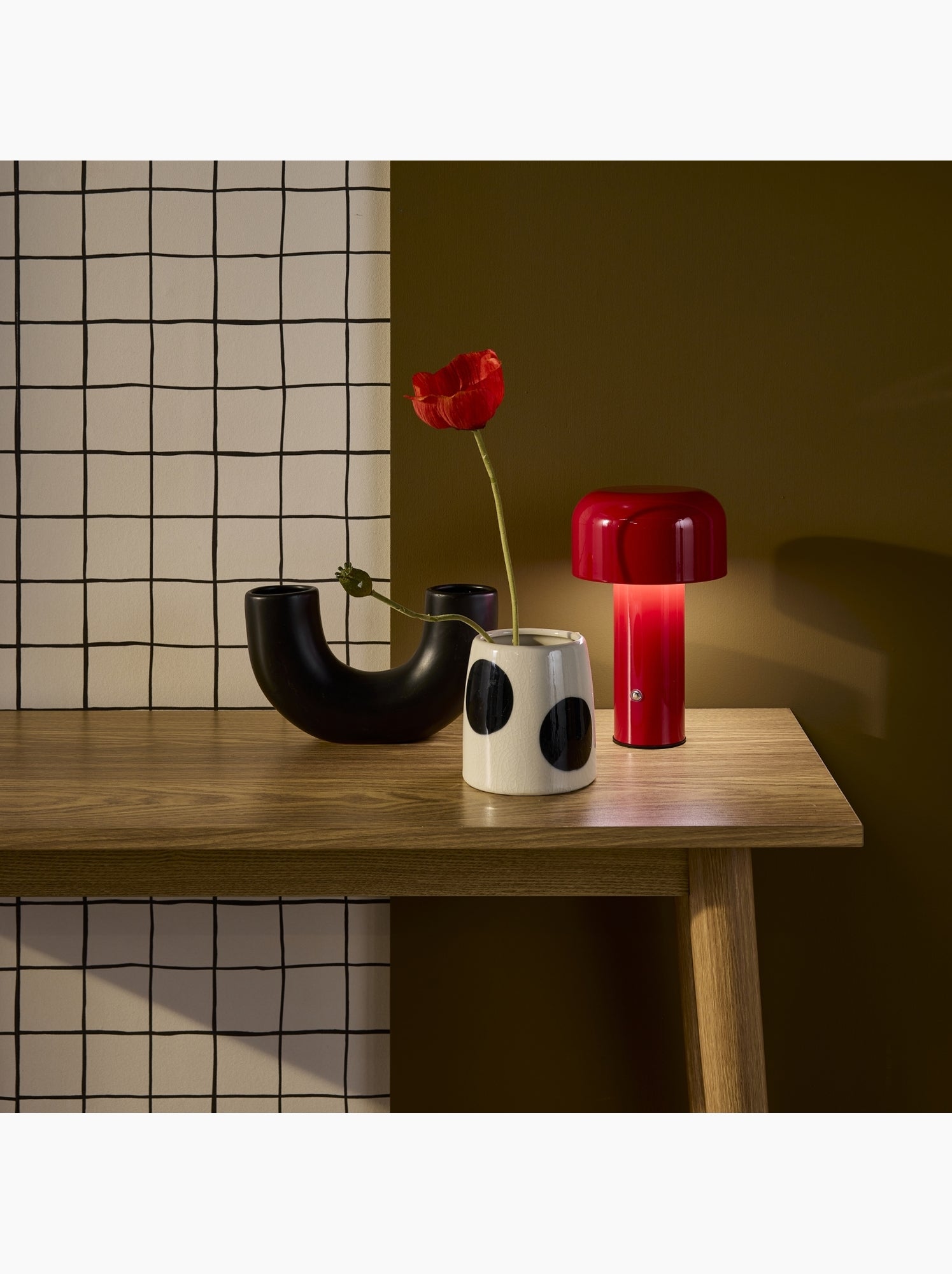 Lampe de table intérieur led métal ø13cm victor - Rouge