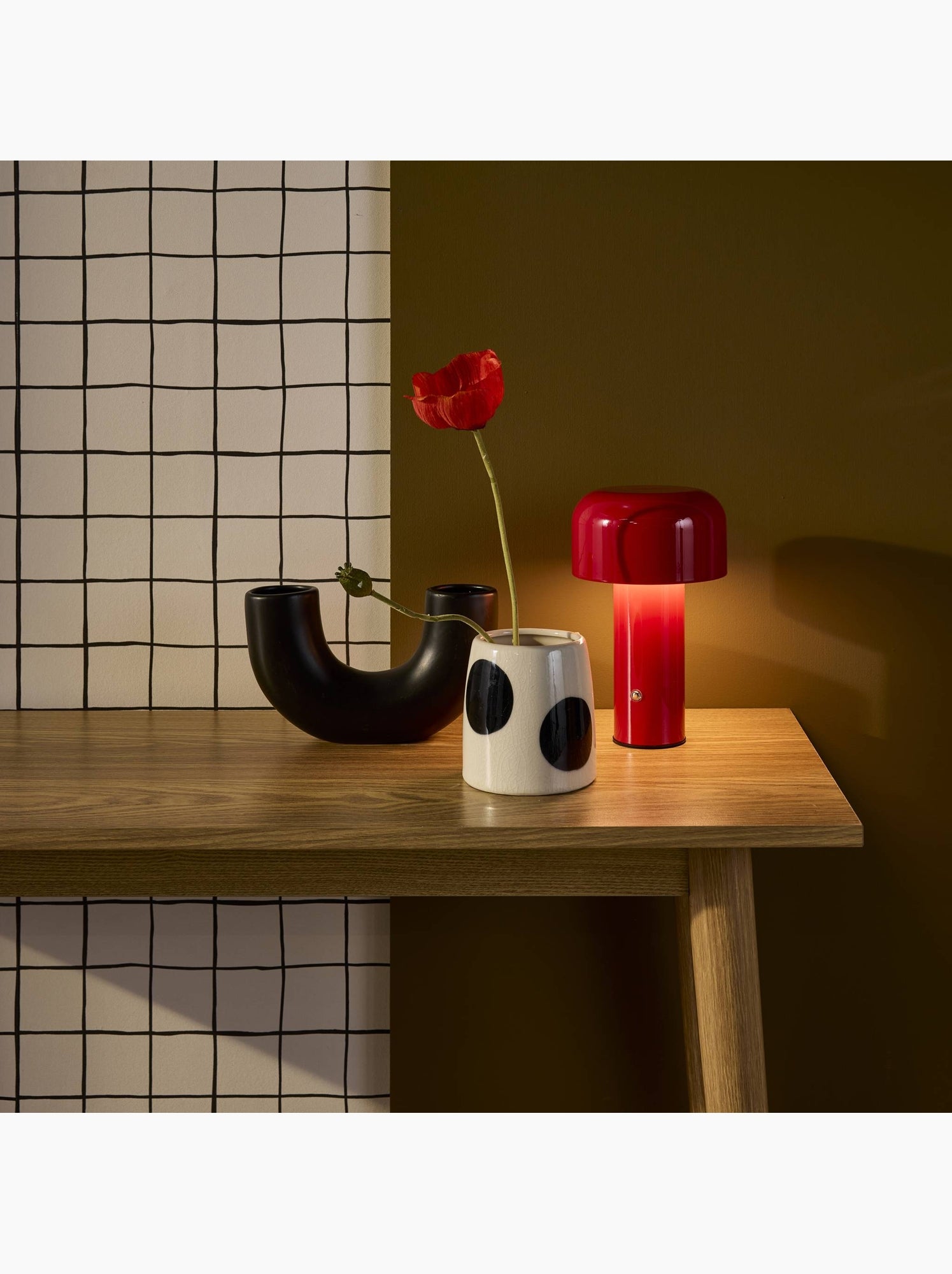 Lampe de table intérieur led métal ø13cm victor - Rouge