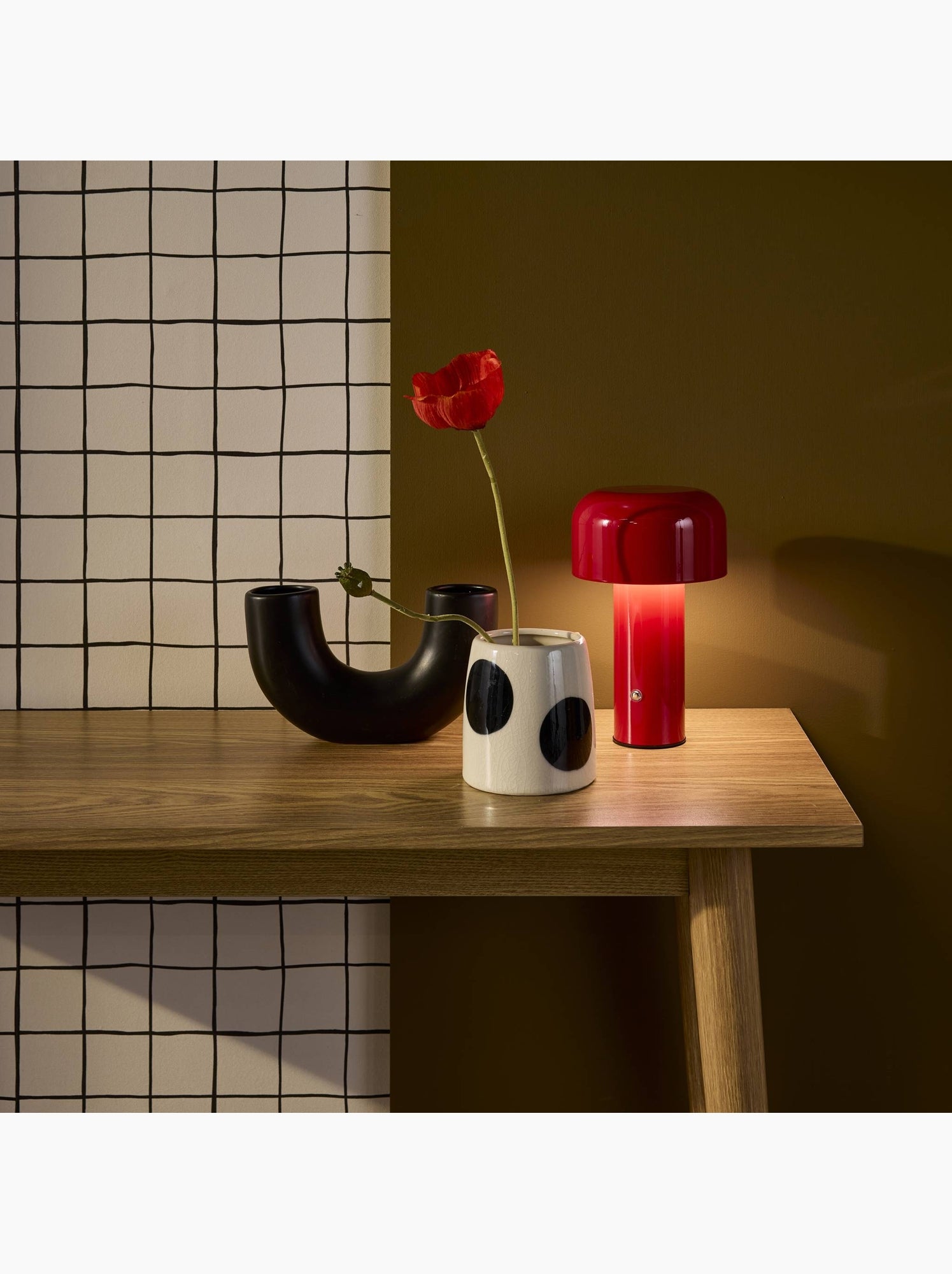 Lampe de table intérieur led métal ø13cm victor - Rouge
