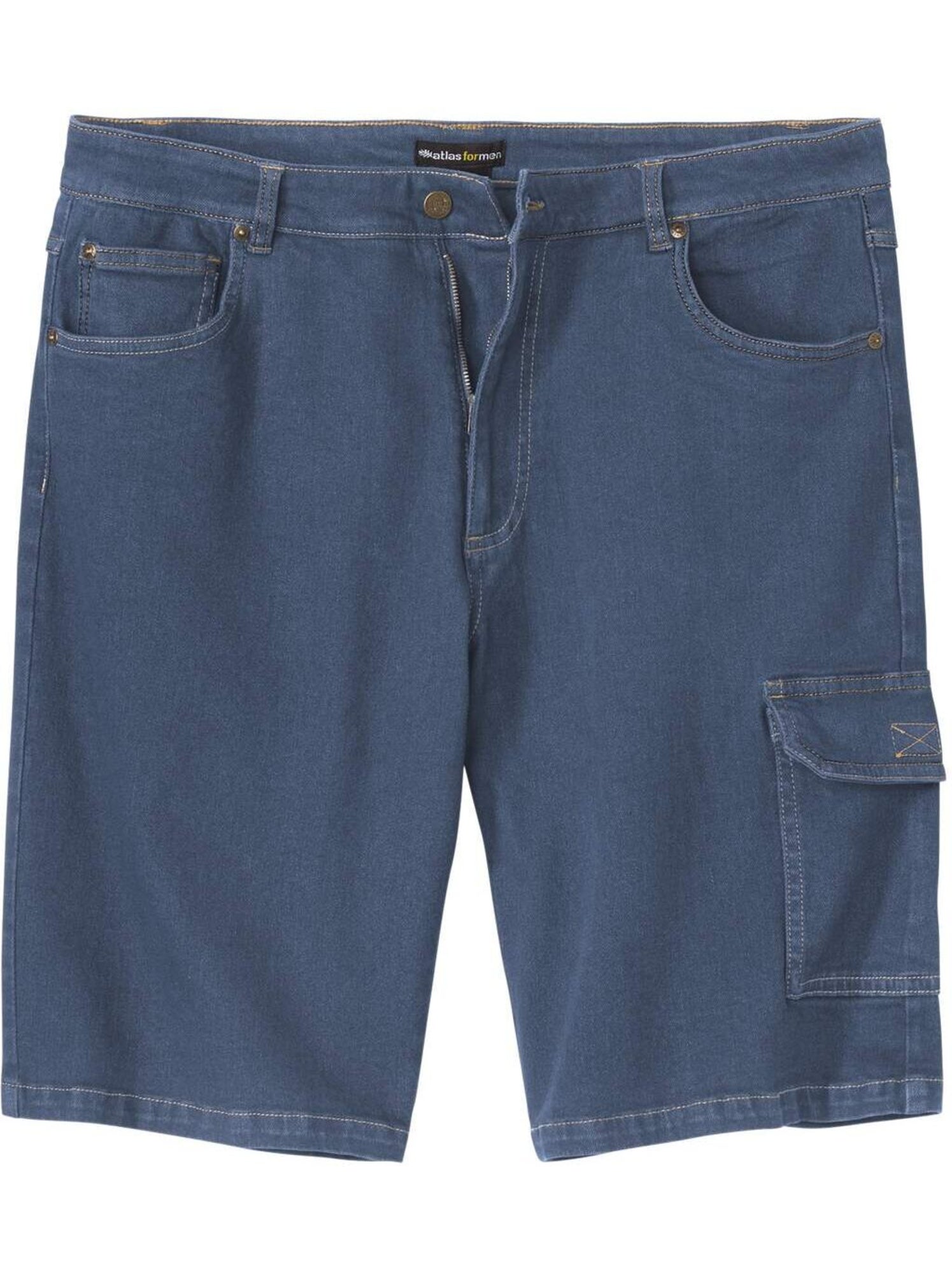 Le bermuda cargo en jean stretch  - atlas for men - Bleu