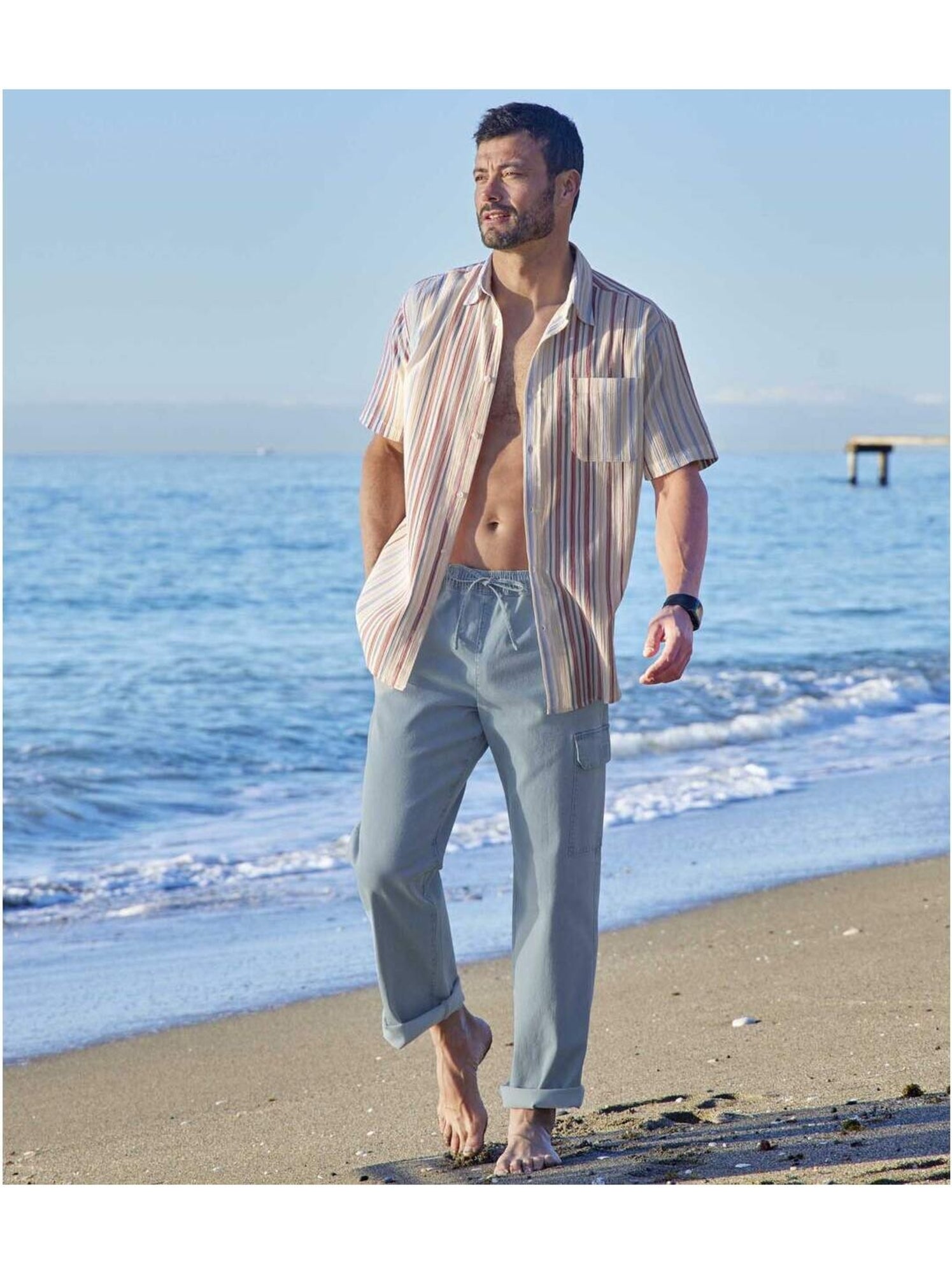 Le jean cargo top confort  - atlas for men - Bleu