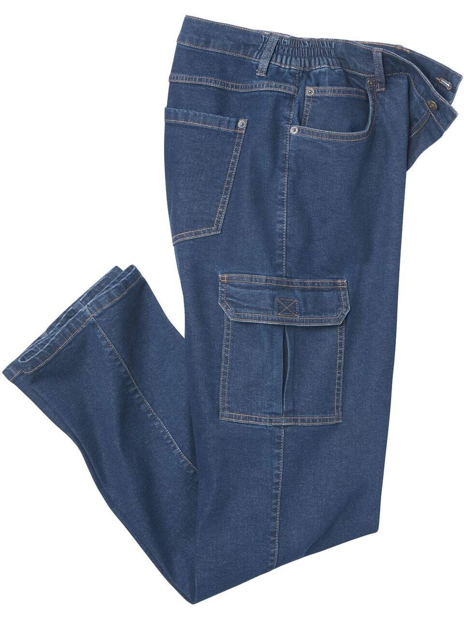 Le jean taille semi-elastiquée cargo stretch - atlas for men - Bleu