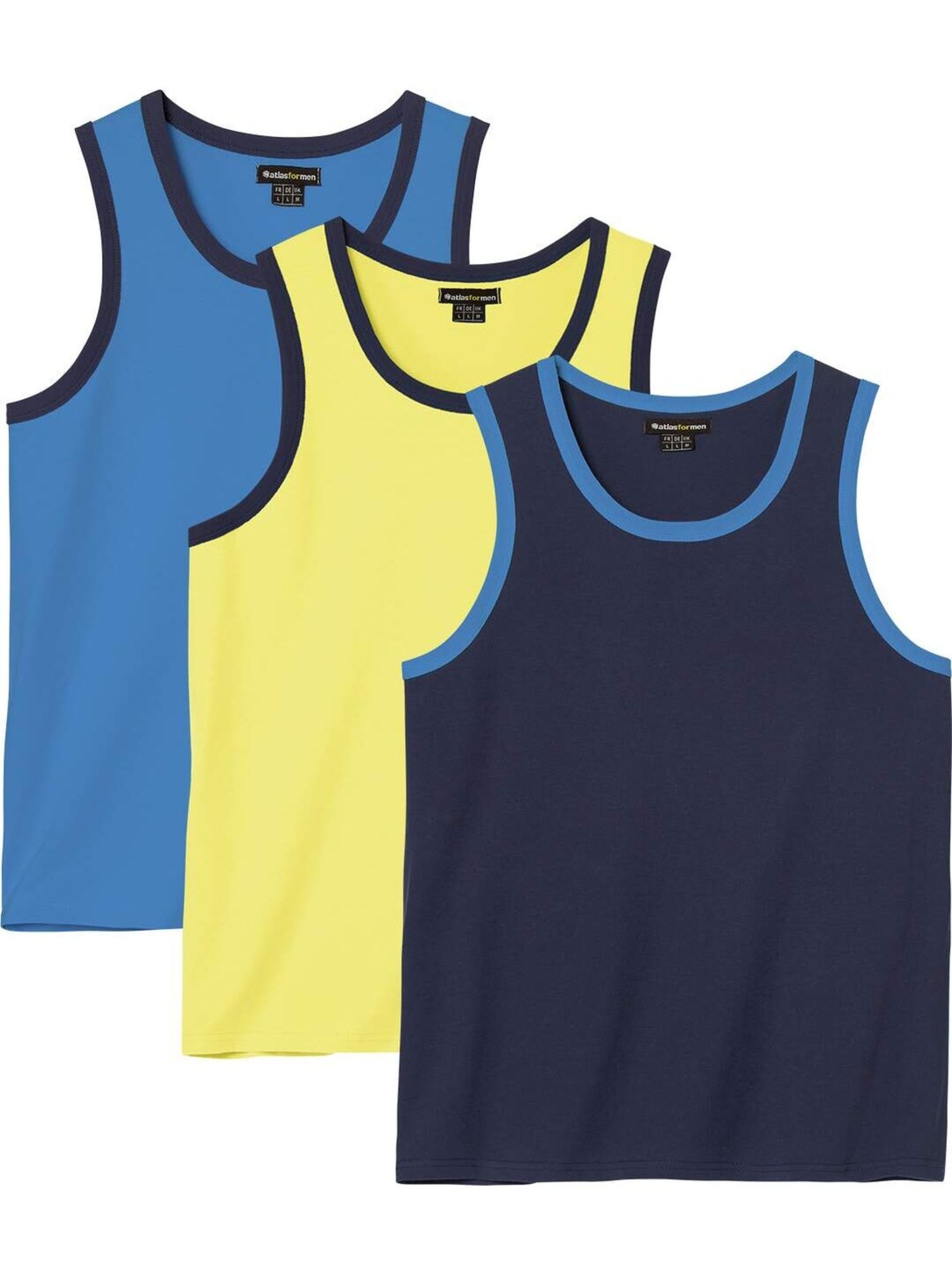 Le lot de 3 débardeurs  - atlas for men - Bleu Jaune Bleu