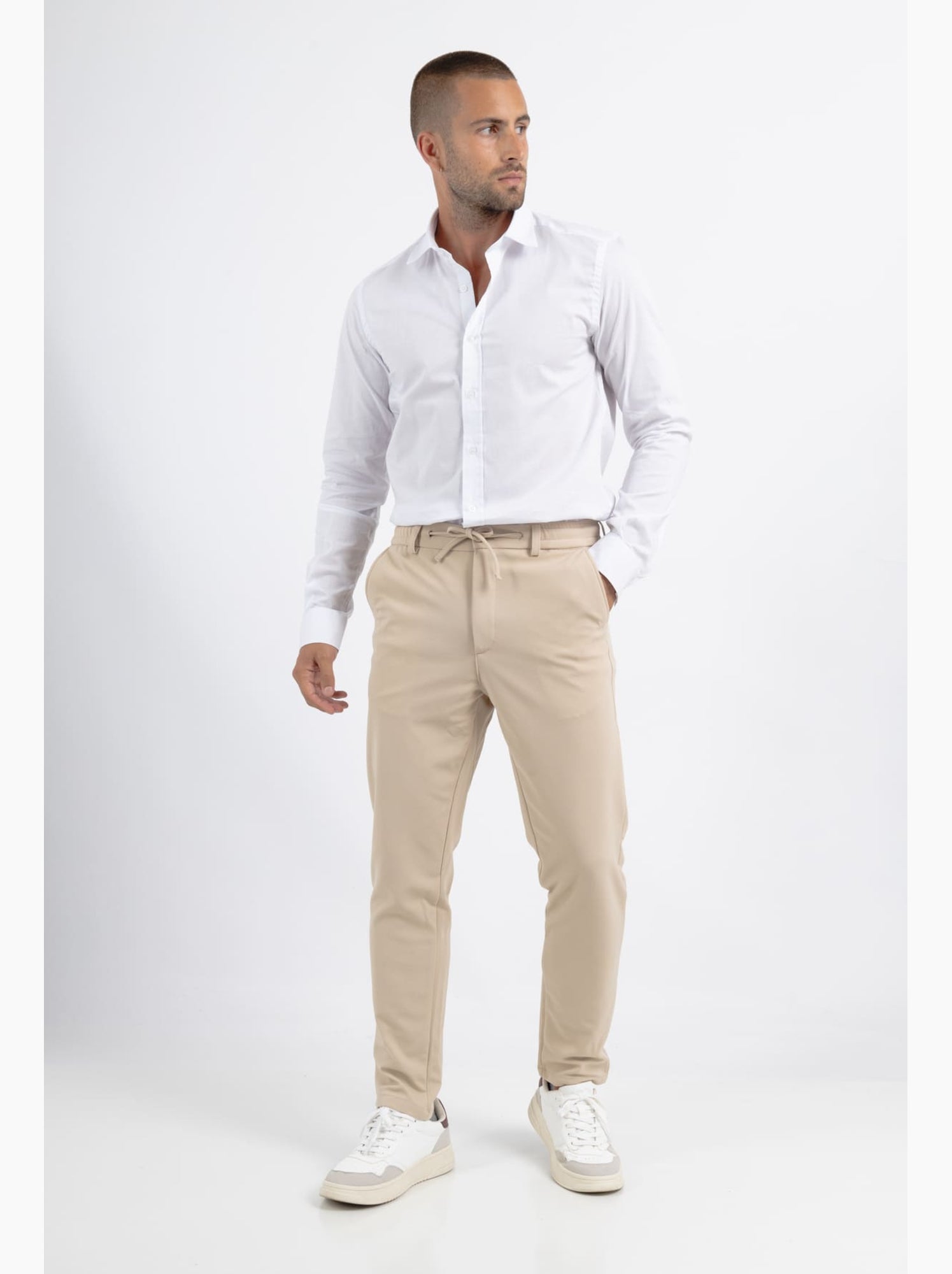 Le pantalon habillé à cordon moderne - Beige