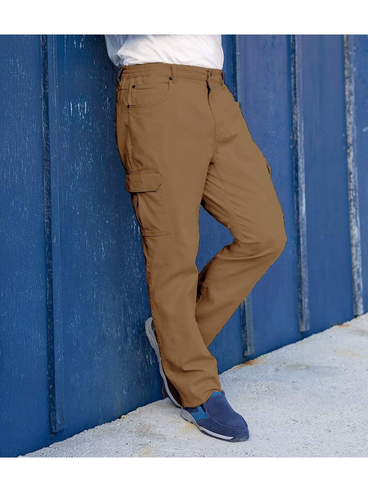 Le pantalon twill cargo taille semi-elastiquée  - atlas for men - Camel