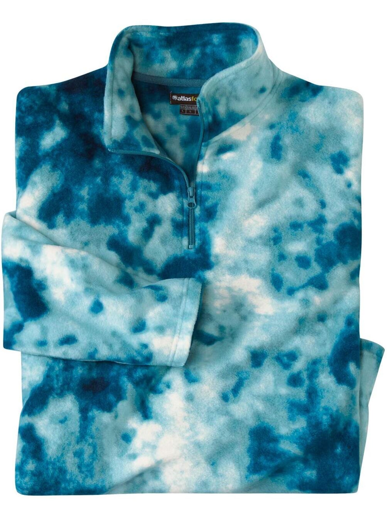 Le pull polaire zippé tie & dye orage  - atlas for men - Bleu