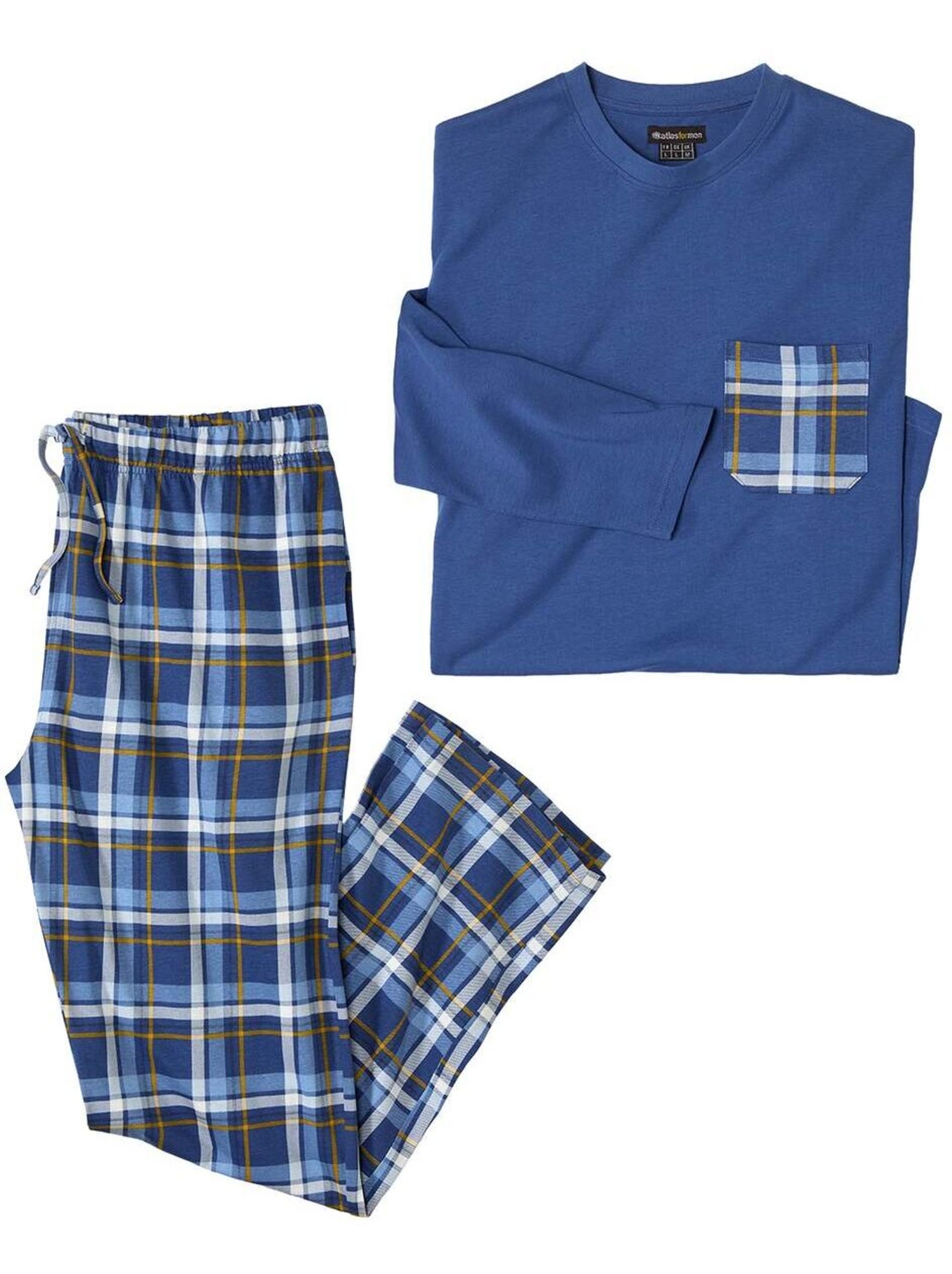 Le pyjama coton style ecossais  - atlas for men - Bleu