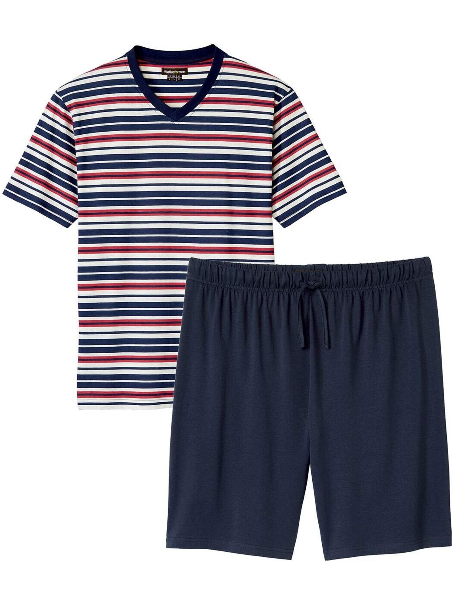 Le pyjashort col v rayé  - atlas for men - Bleu marine