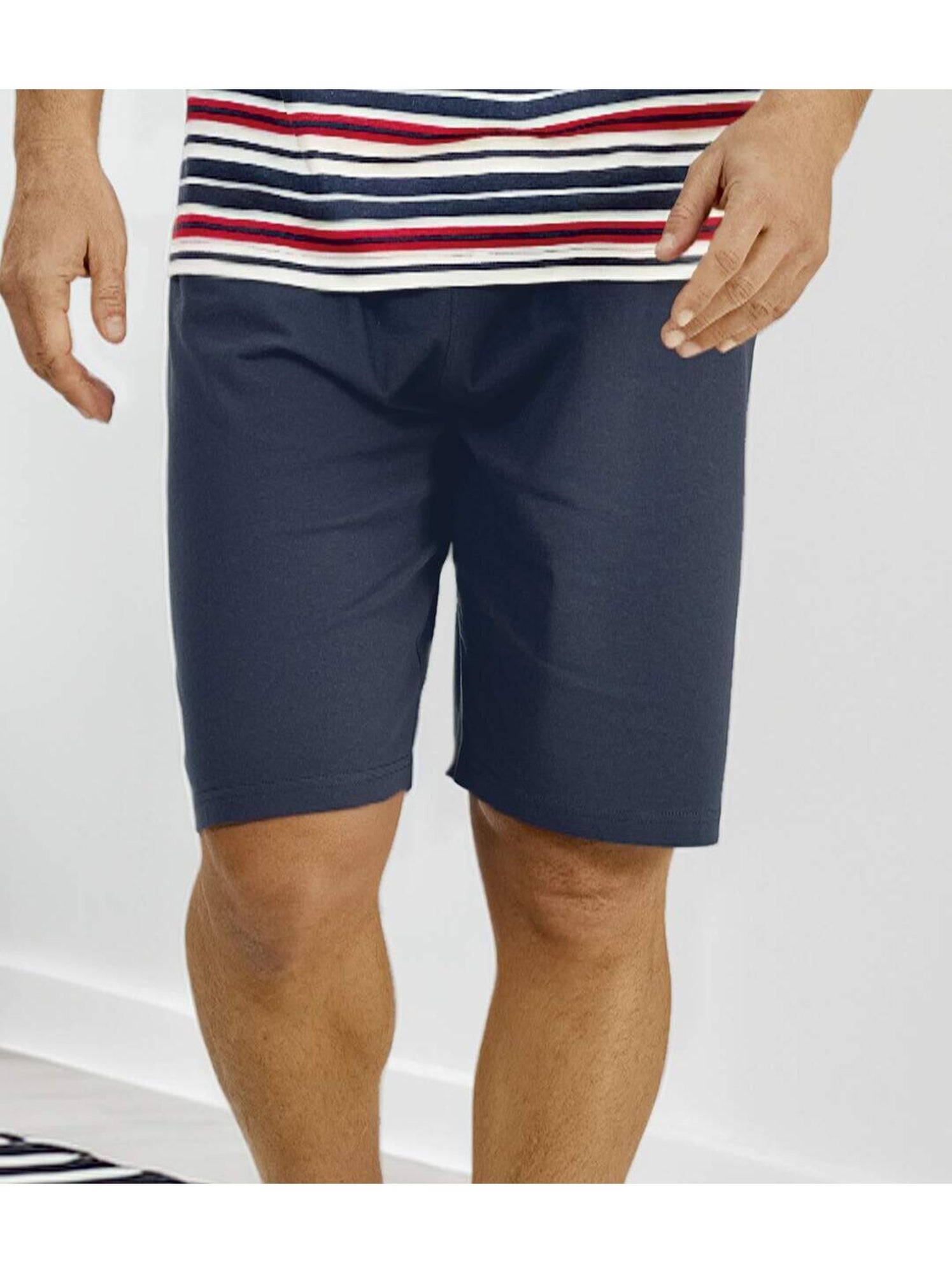 Le pyjashort col v rayé  - atlas for men - Bleu marine
