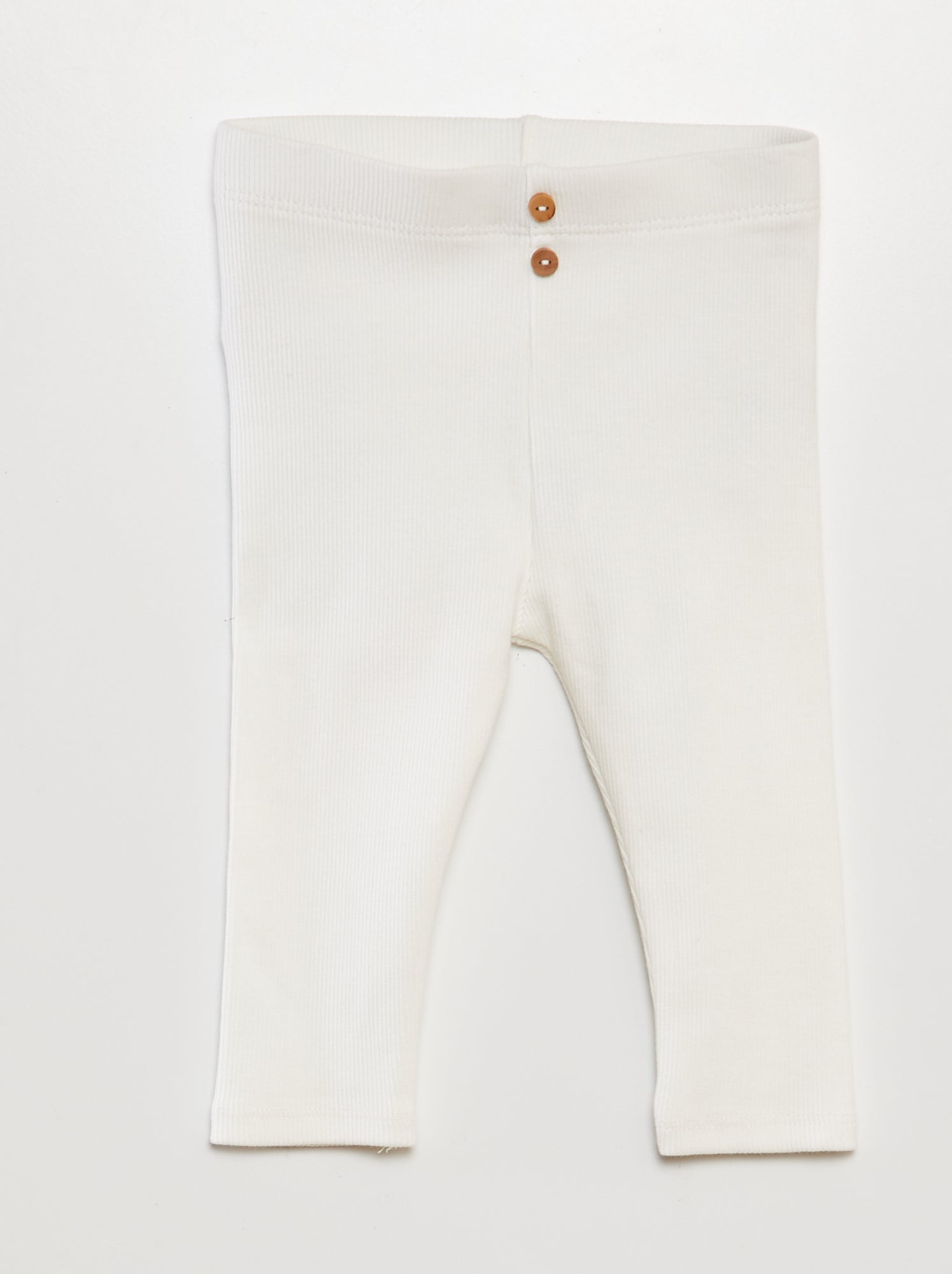 Legging côtelé avec boutons - Blanc