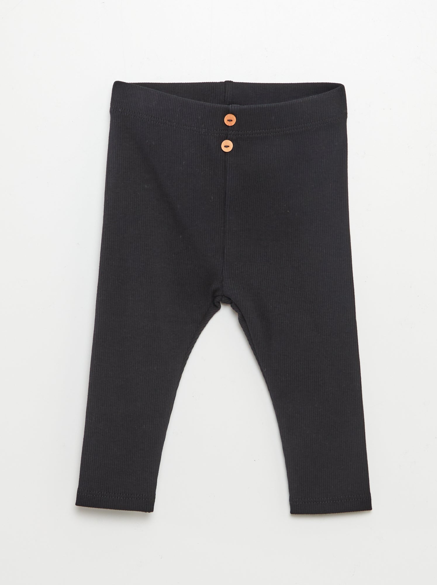 Legging côtelé avec boutons - Noir