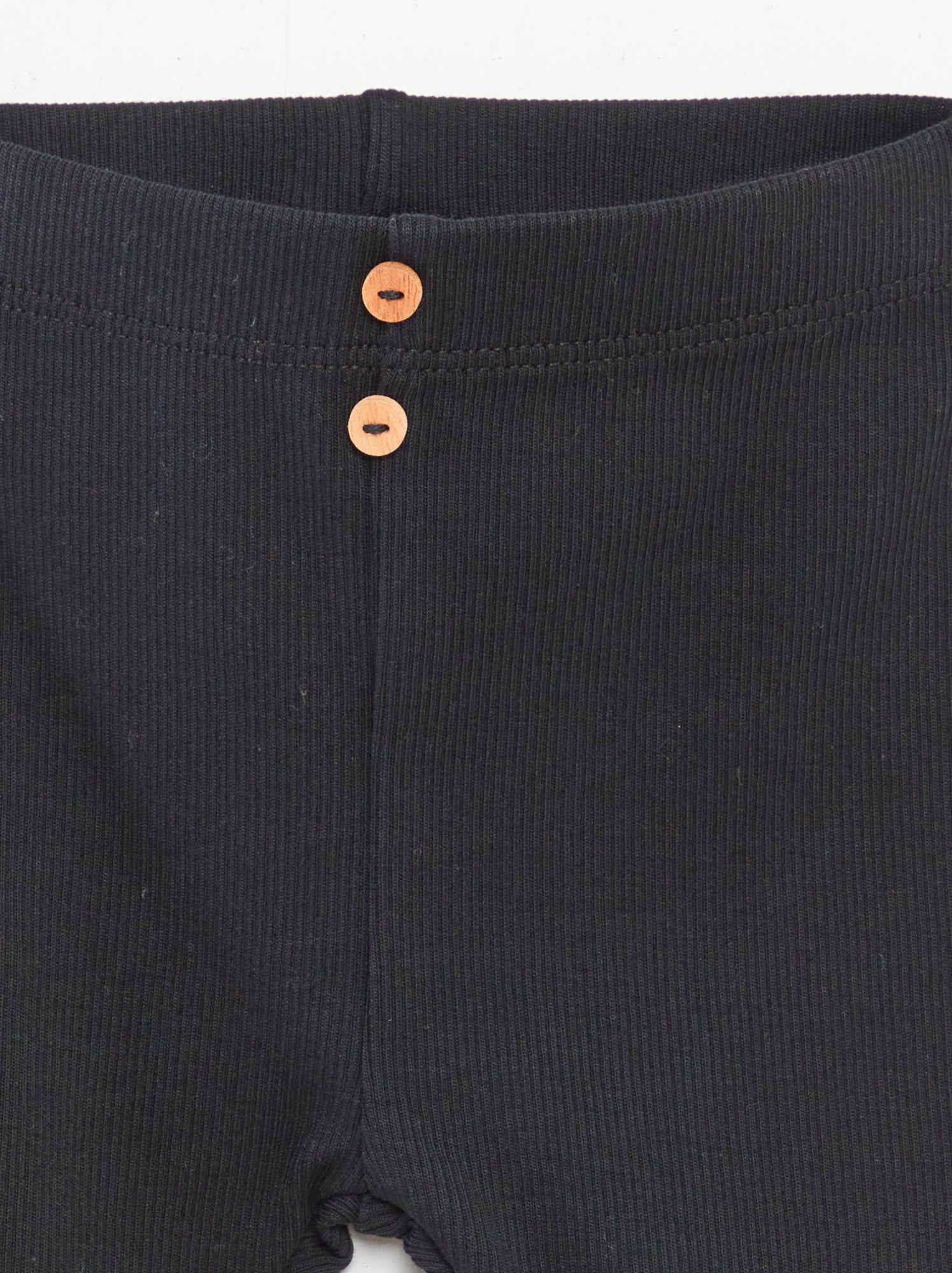 Legging côtelé avec boutons - Noir