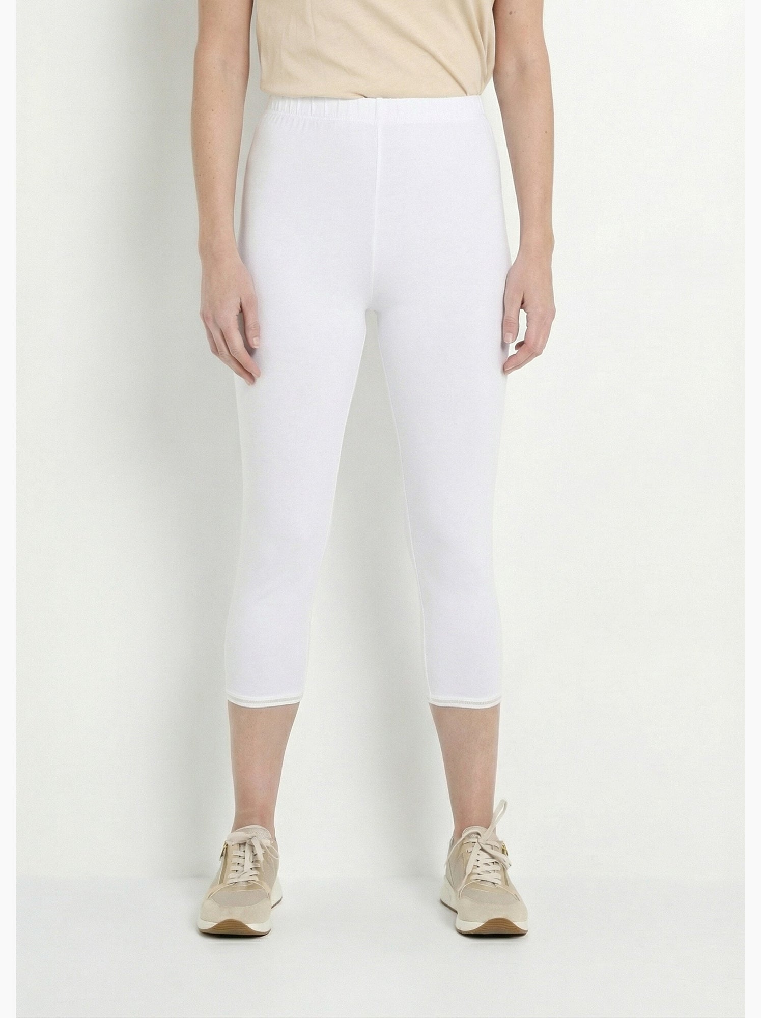Legging court galon ajouré coton stretch - afibel - Blanc