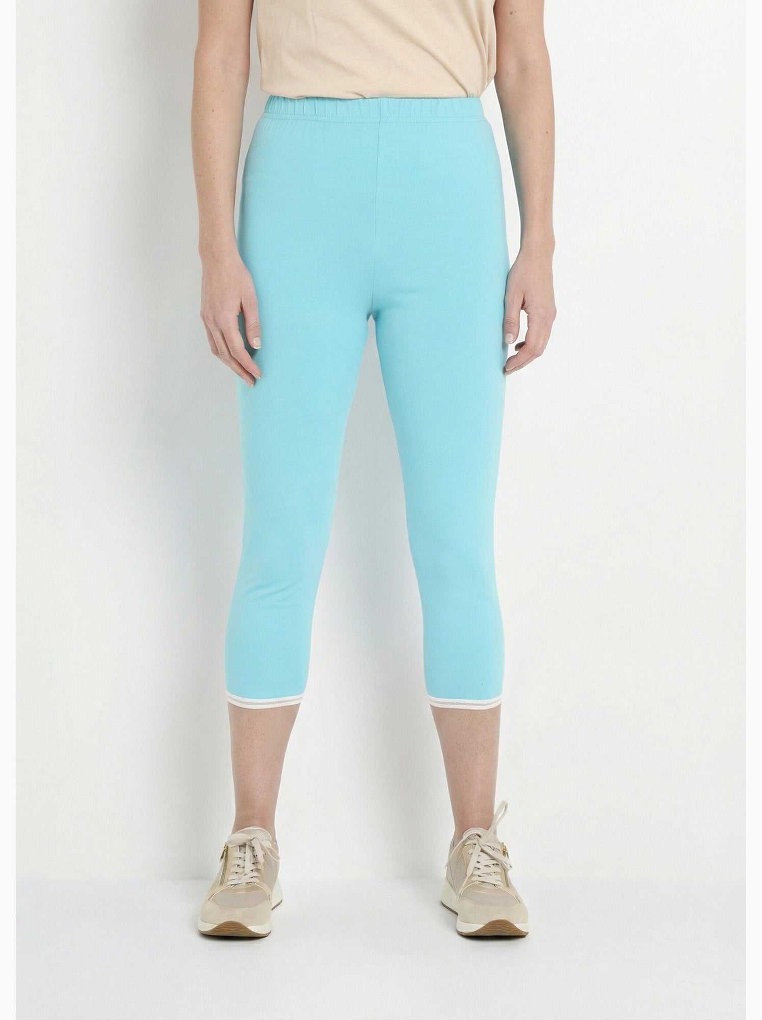 Legging court galon ajouré coton stretch - afibel - Turquoise
