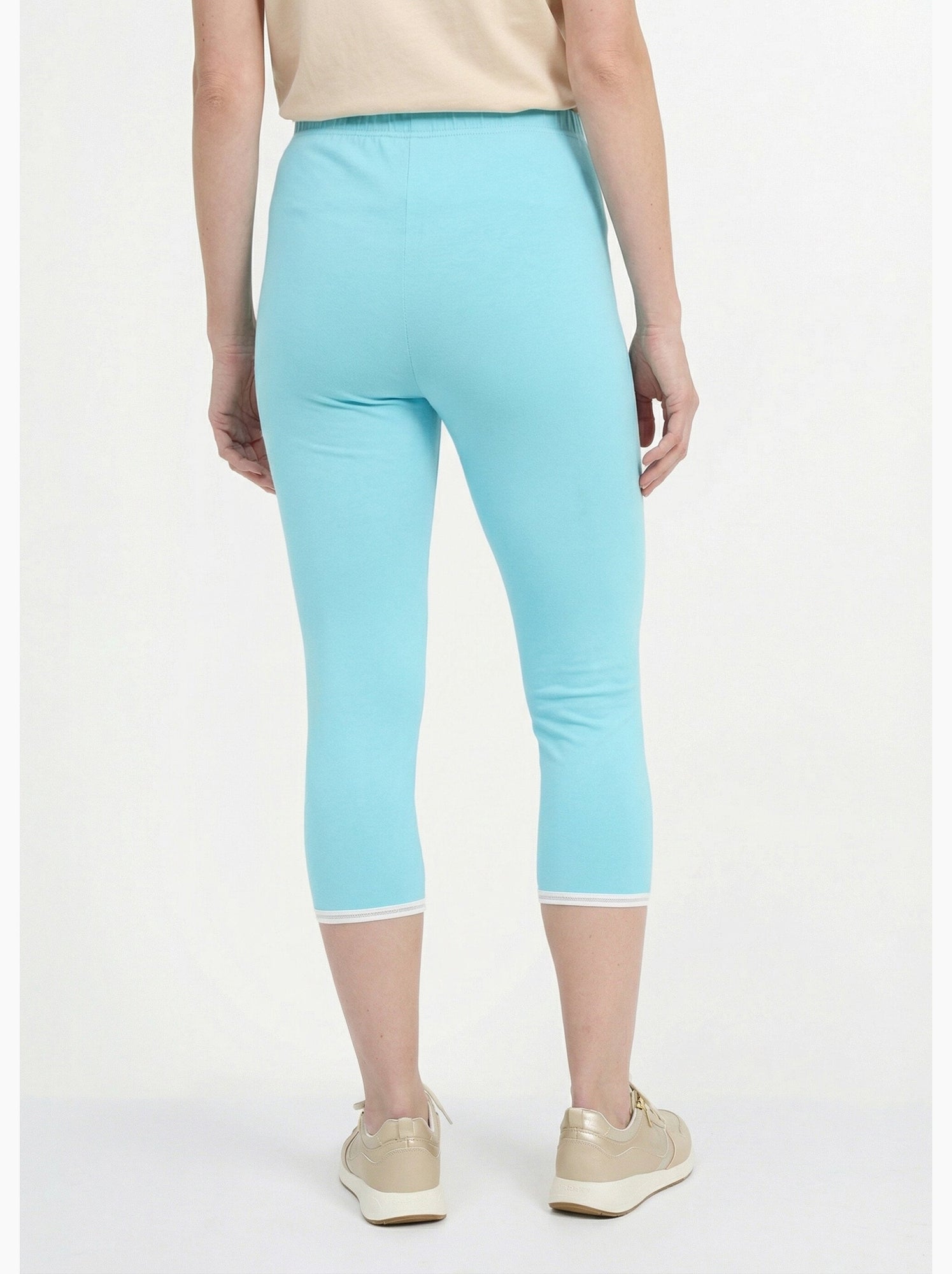 Legging court galon ajouré coton stretch - afibel - Turquoise