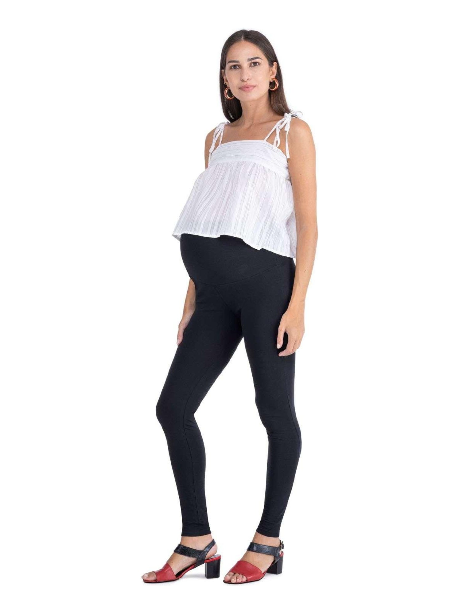 Legging de grossesse 4 saisons en coton - Bleu - Noir