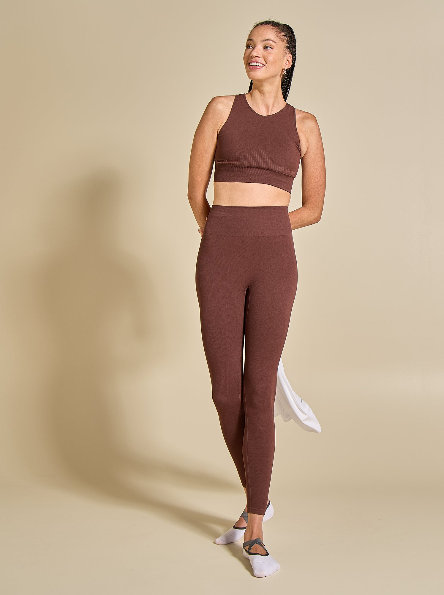 Legging de sport en rib - (ekstract) - Marron (FZE81_2)