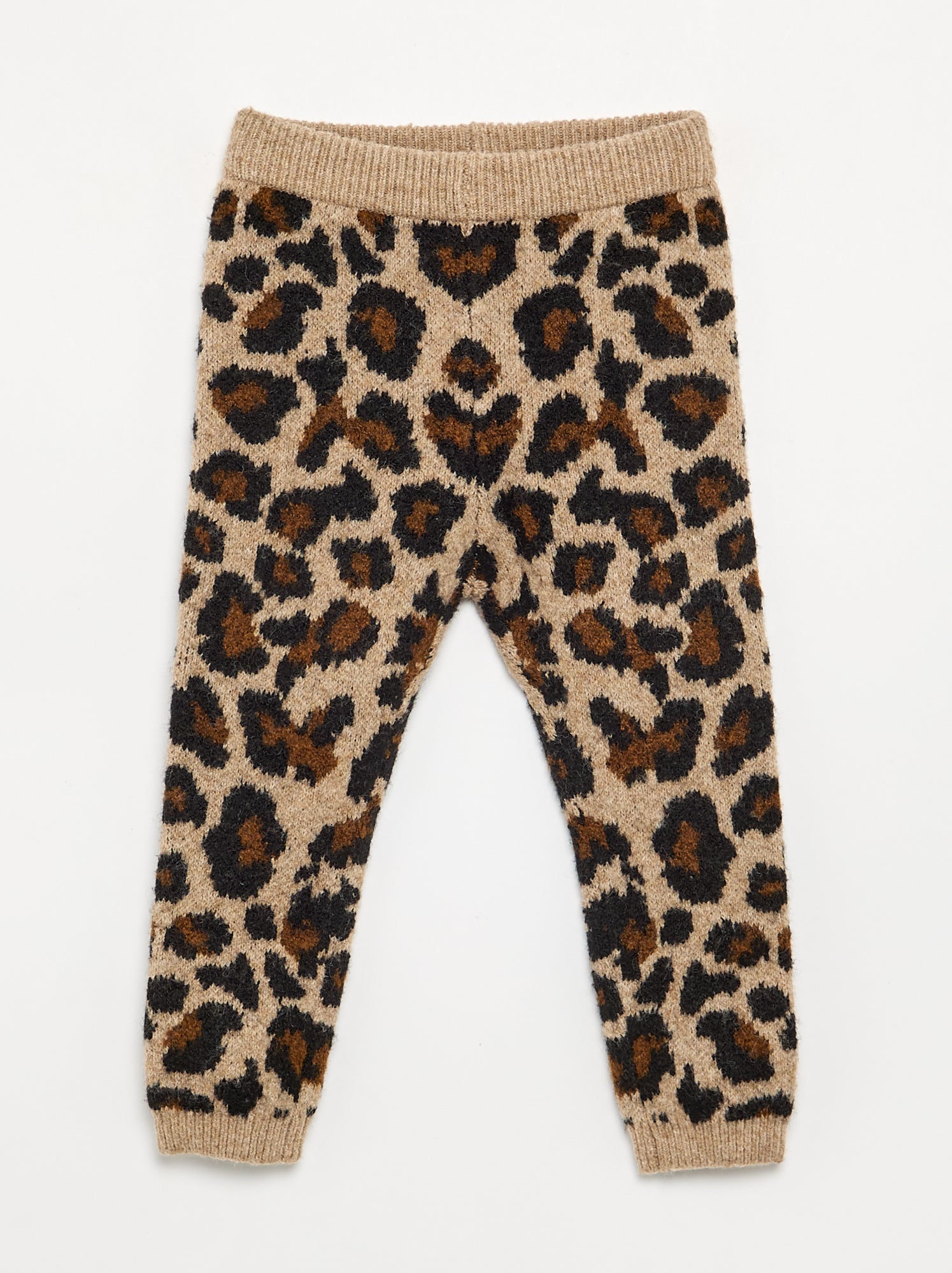 Legging en tricot à motif léopard - Beige