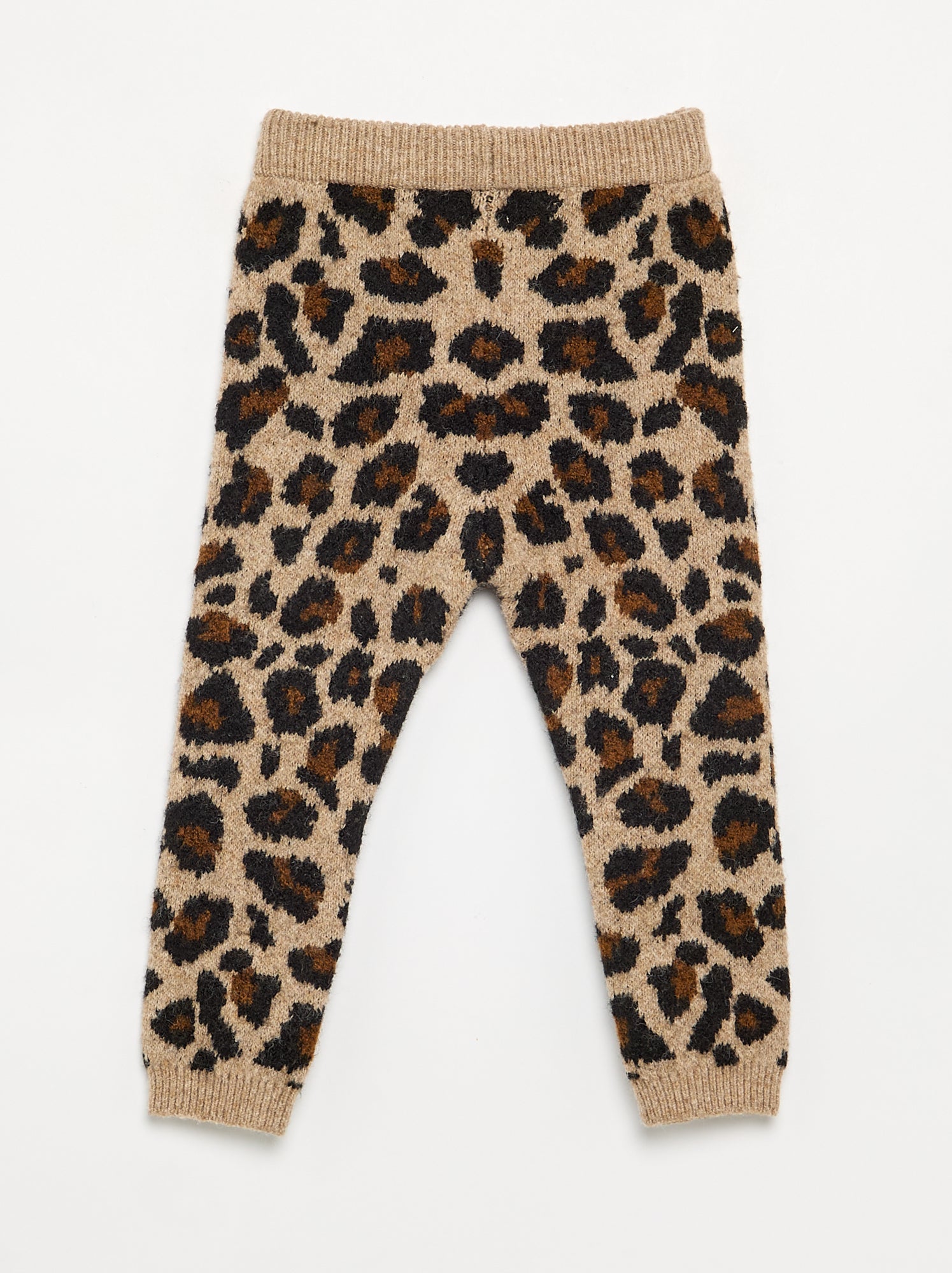 Legging en tricot à motif léopard - Beige