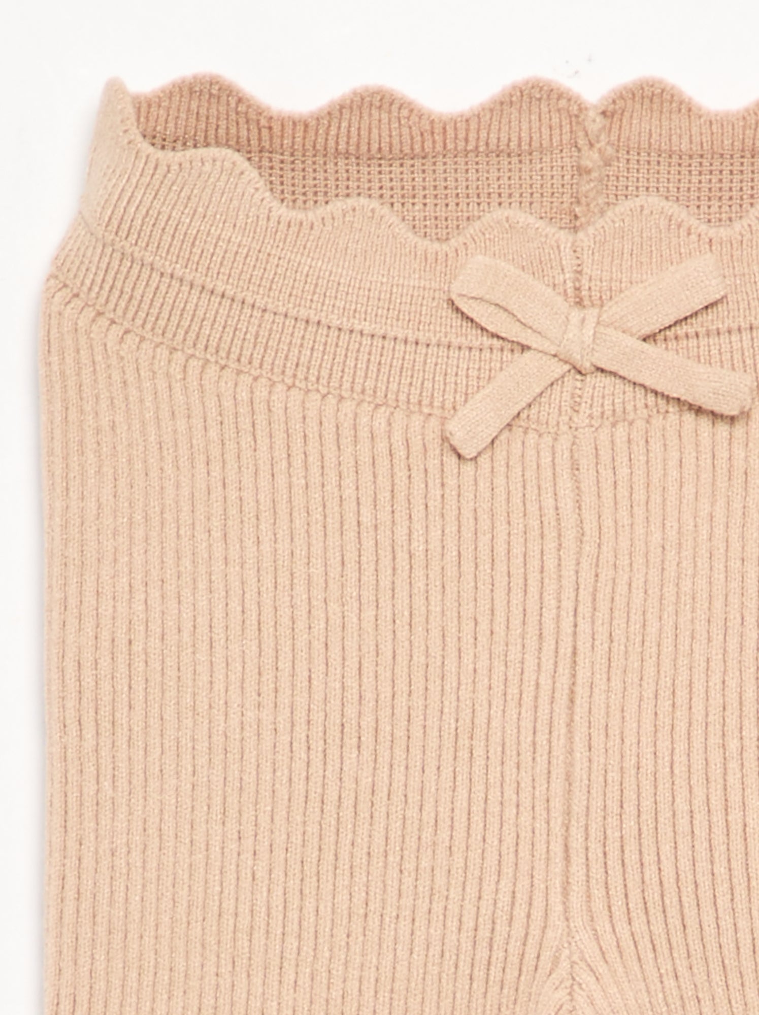 Legging en tricot avec nœud à la taille - Beige