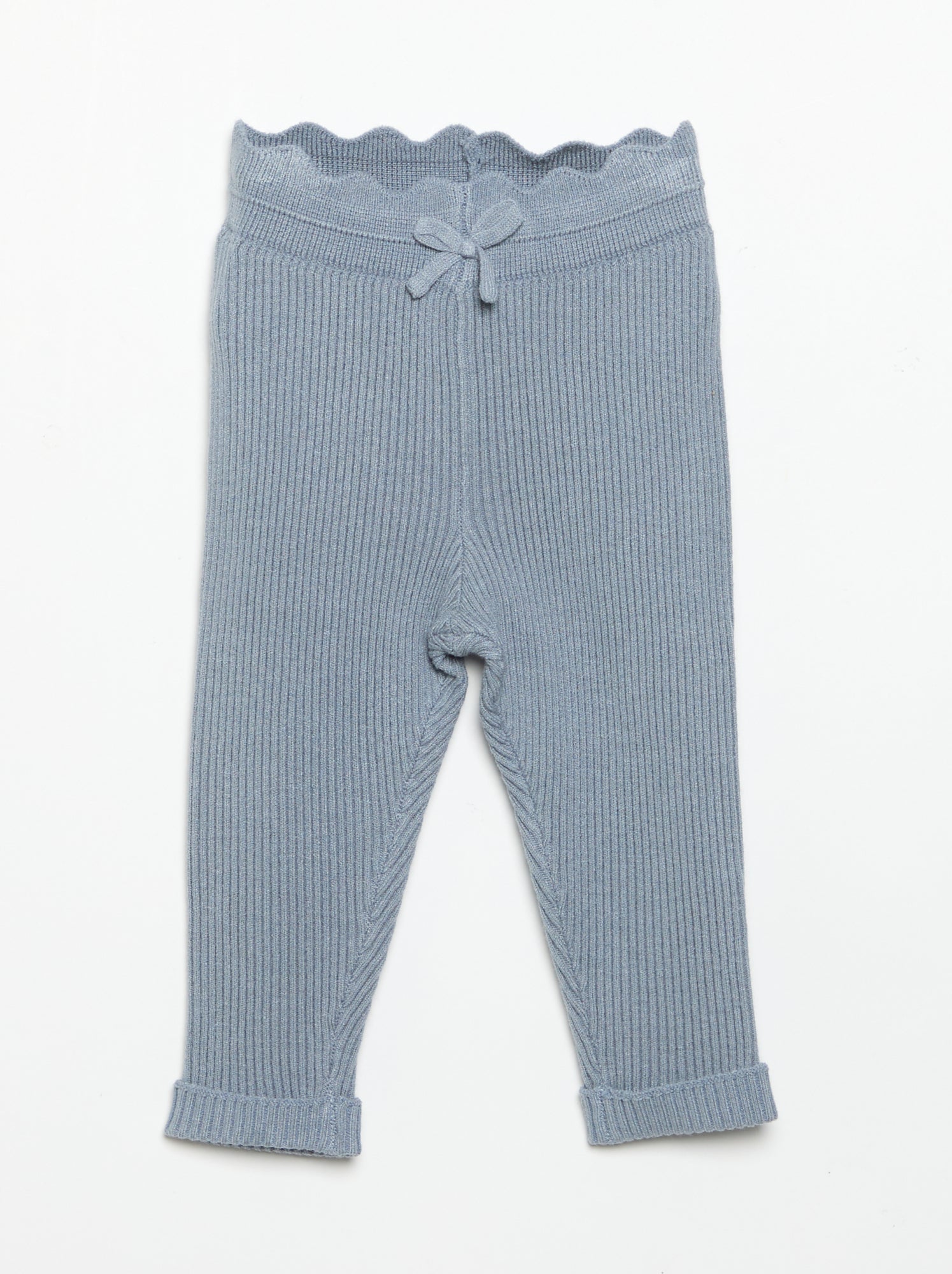 Legging en tricot avec nœud à la taille - Bleu