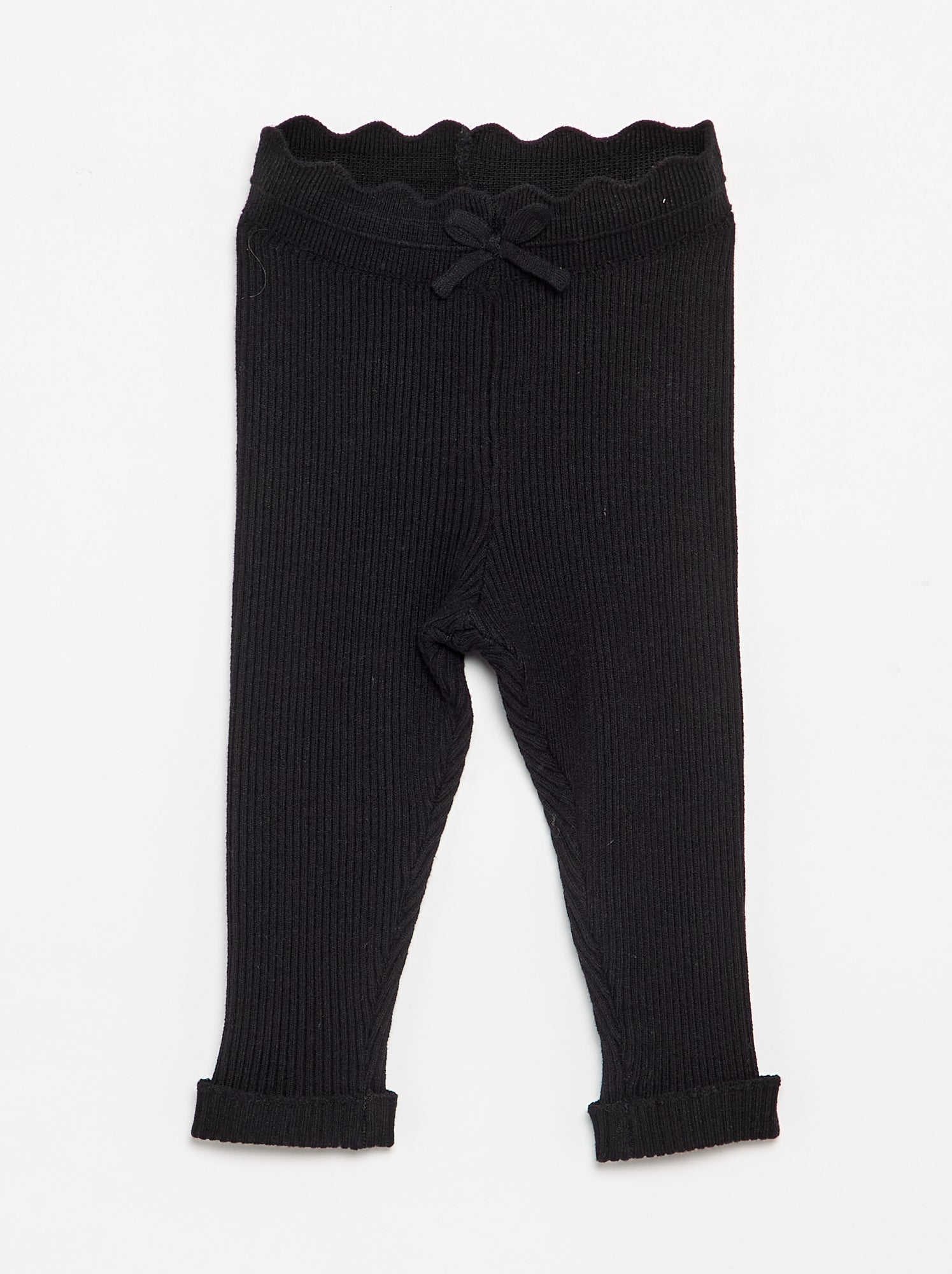 Legging en tricot avec nœud à la taille - Noir