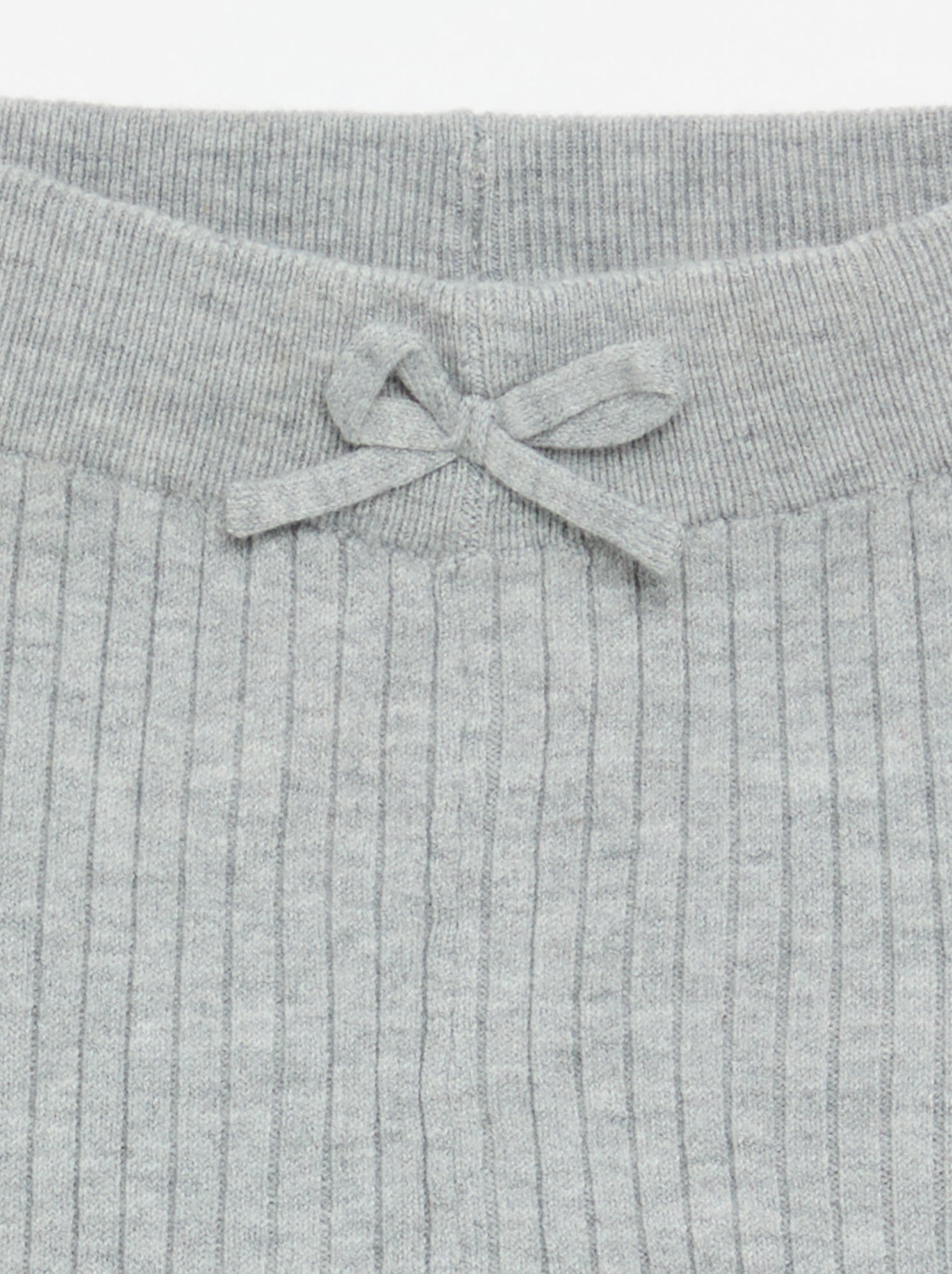 Legging en tricot uni avec noeud à la taille - Gris