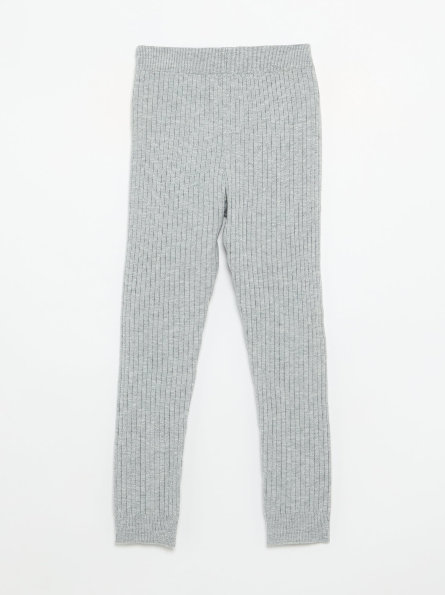 Legging en tricot uni avec noeud à la taille - Gris