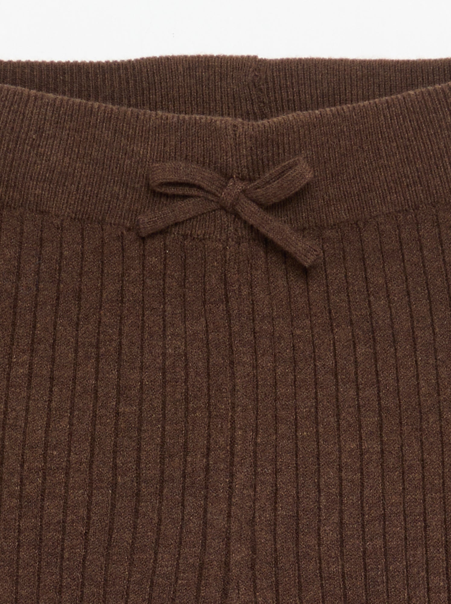 Legging en tricot uni avec noeud à la taille - Marron