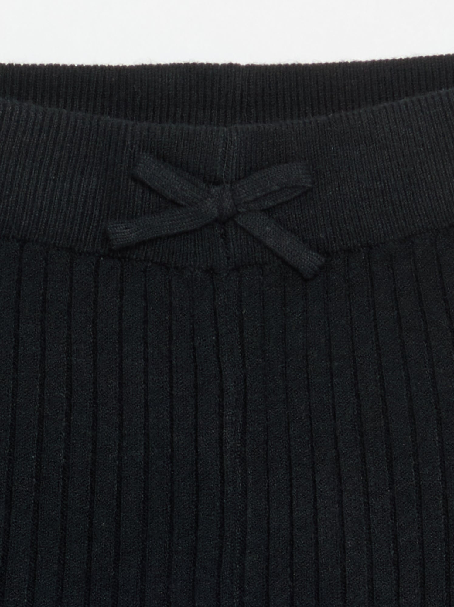 Legging en tricot uni avec noeud à la taille - Noir