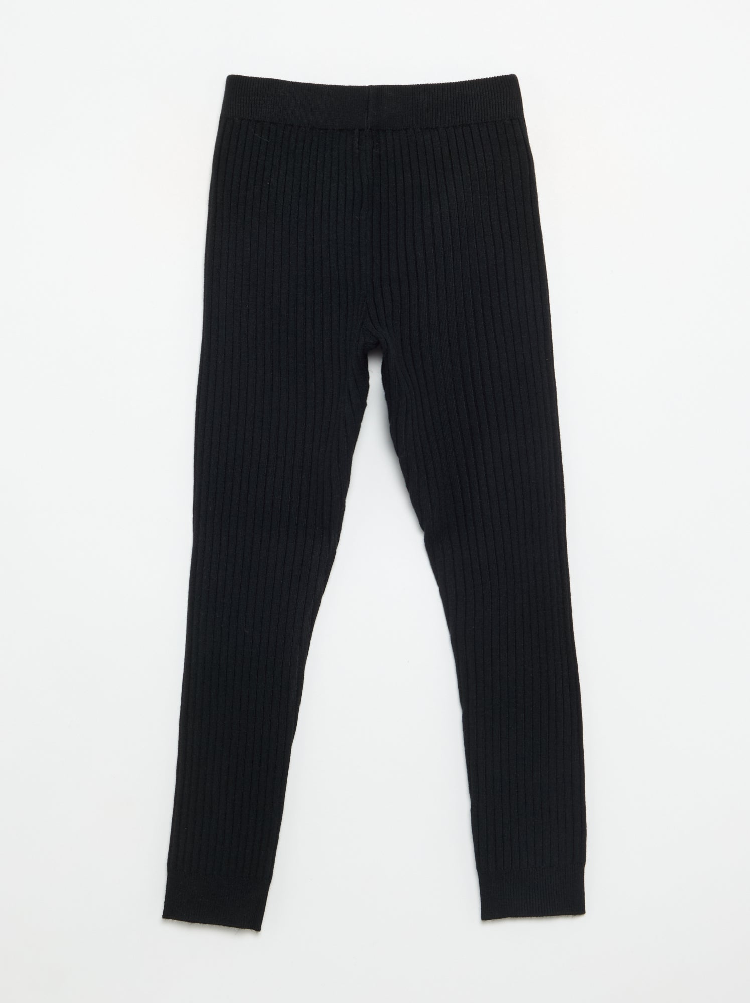 Legging en tricot uni avec noeud à la taille - Noir