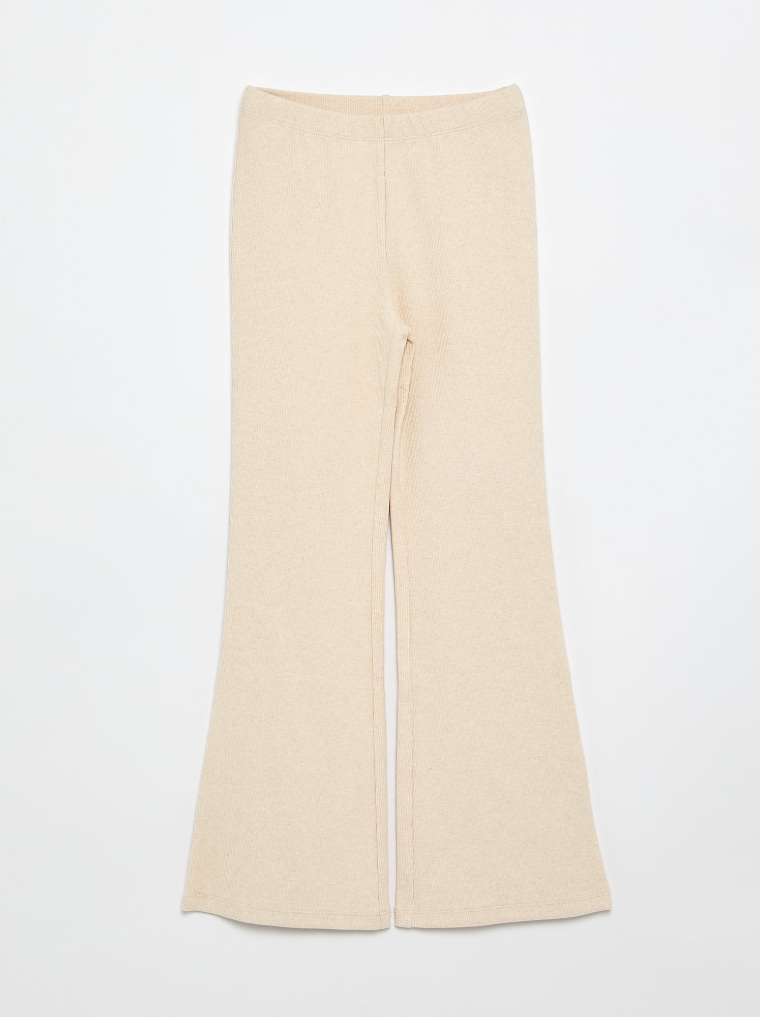 Legging flare en maille côtelée - Beige