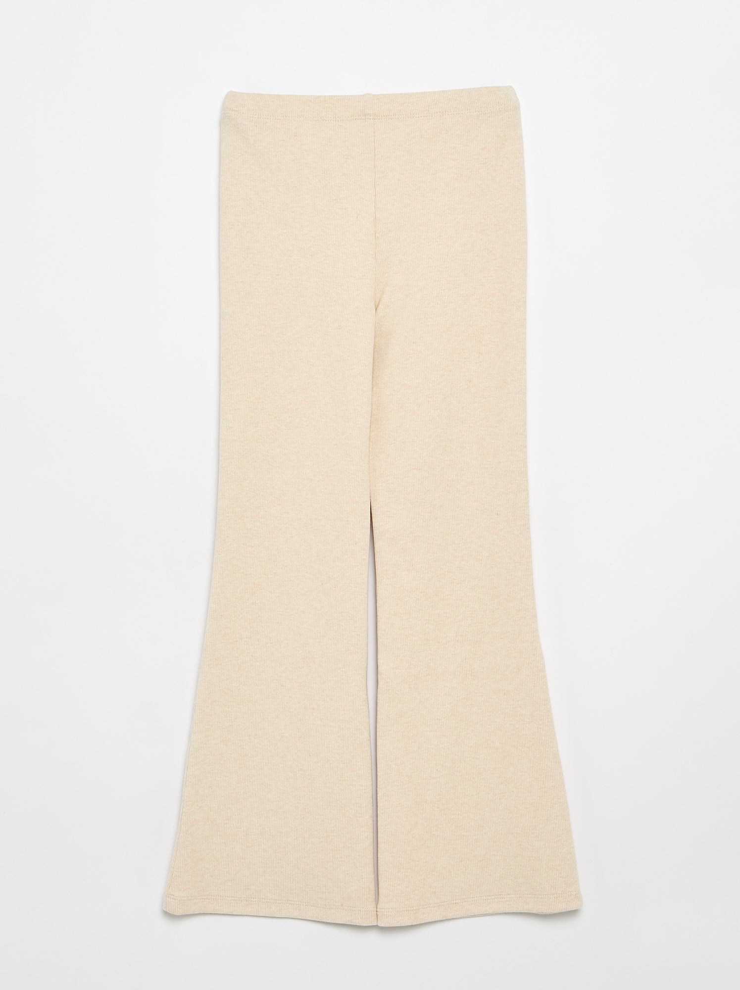 Legging flare en maille côtelée - Beige