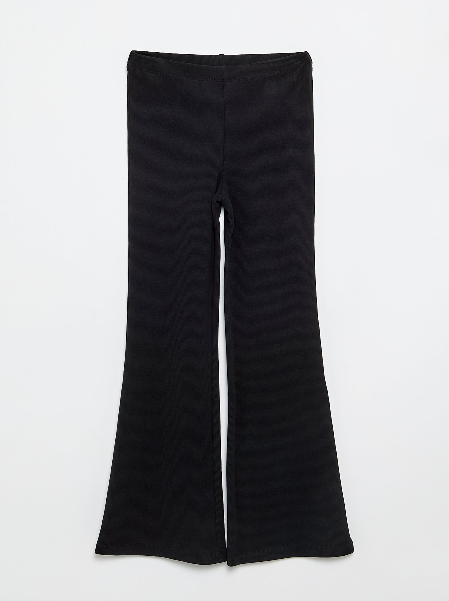 Legging flare en maille côtelée - Noir