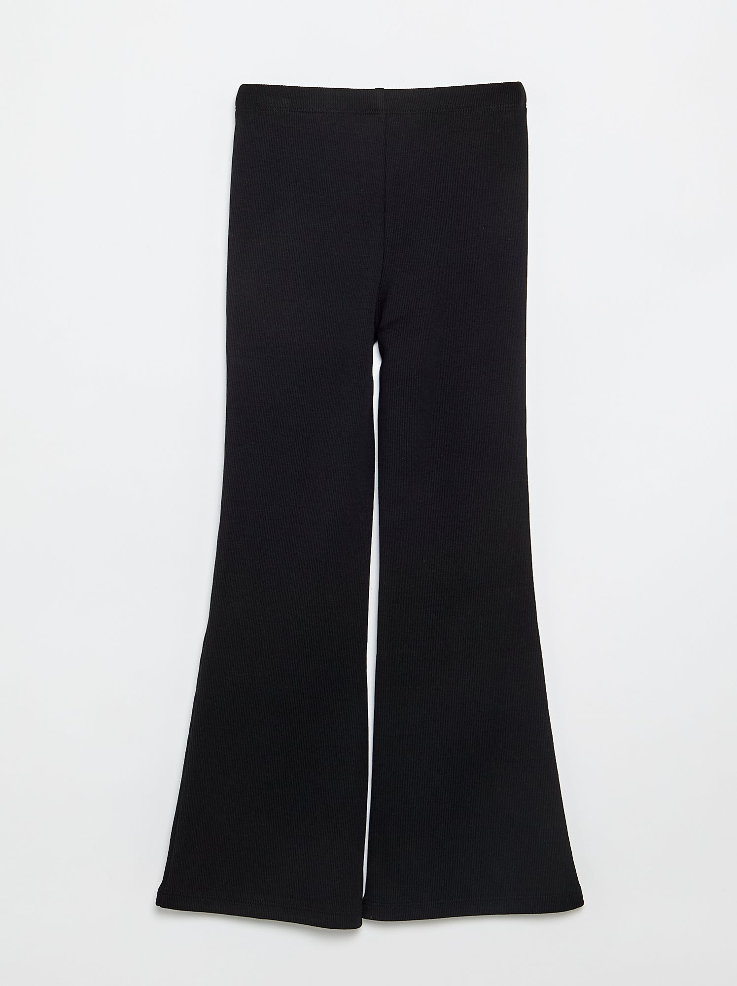 Legging flare en maille côtelée - Noir