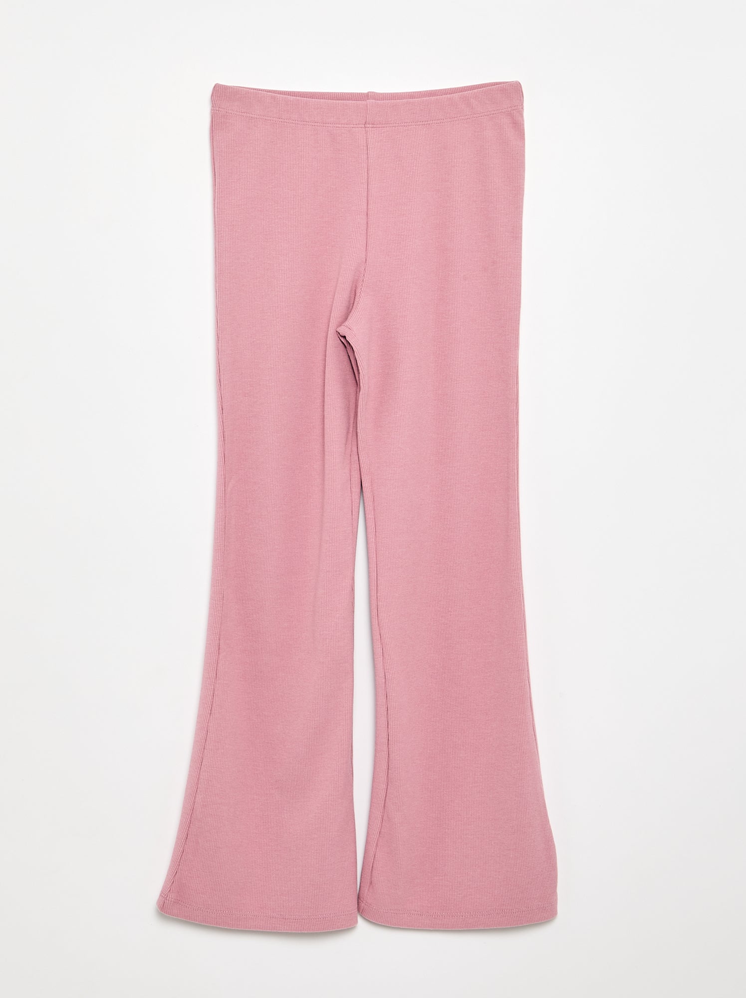 Legging flare en maille côtelée - Rose