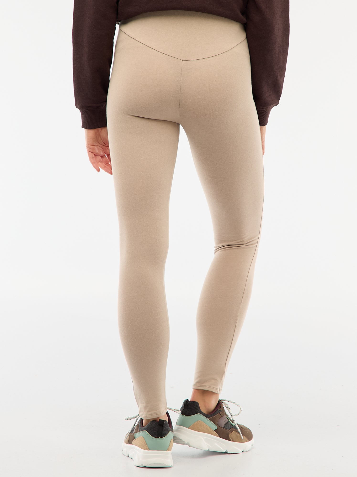 Legging grossesse long en jersey uni - Beige