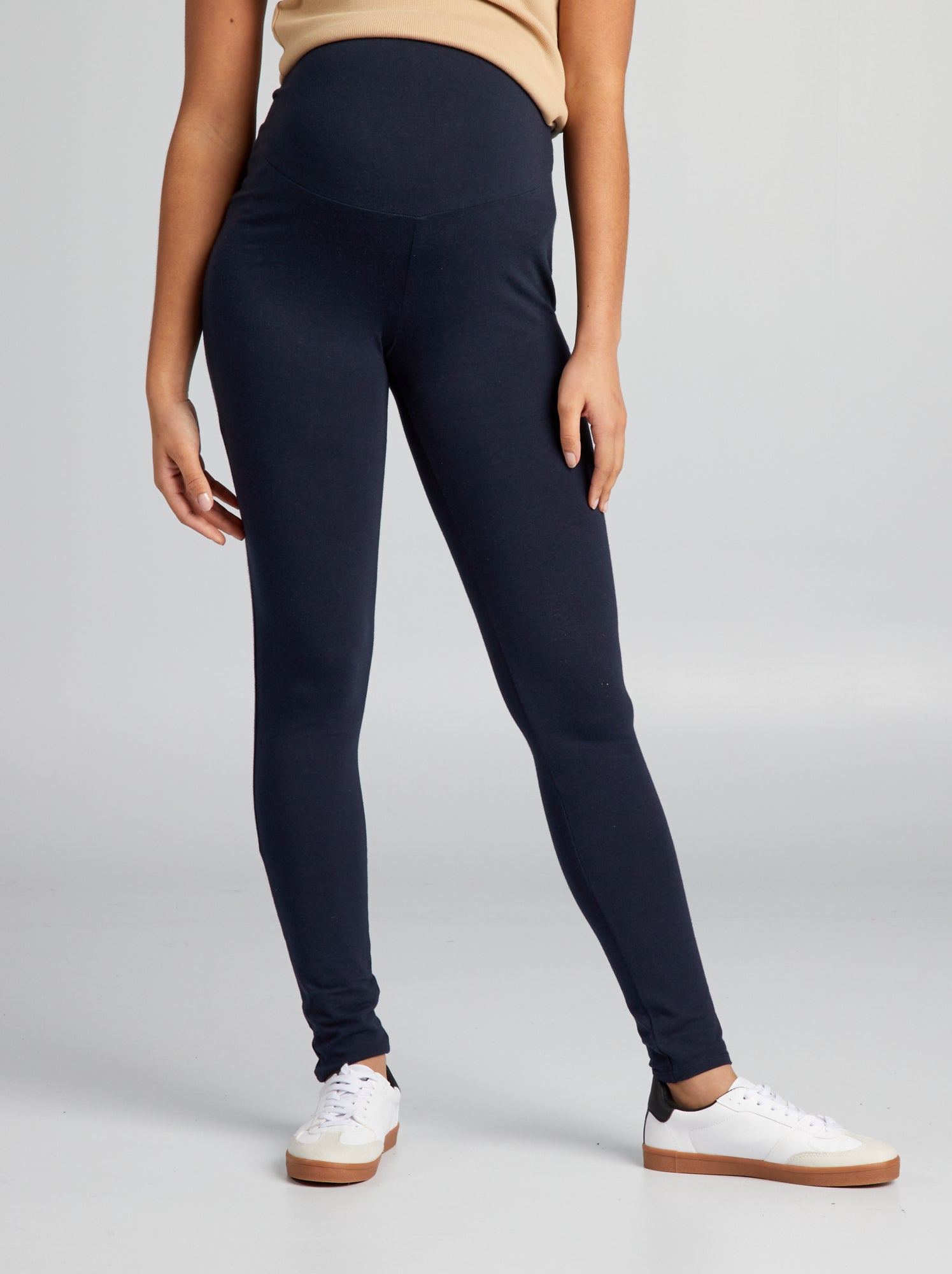 Legging grossesse long en jersey uni - Bleu