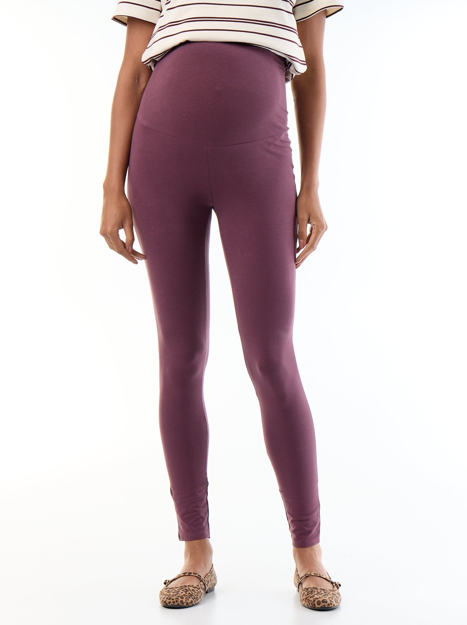 Legging grossesse long en jersey uni - Violet