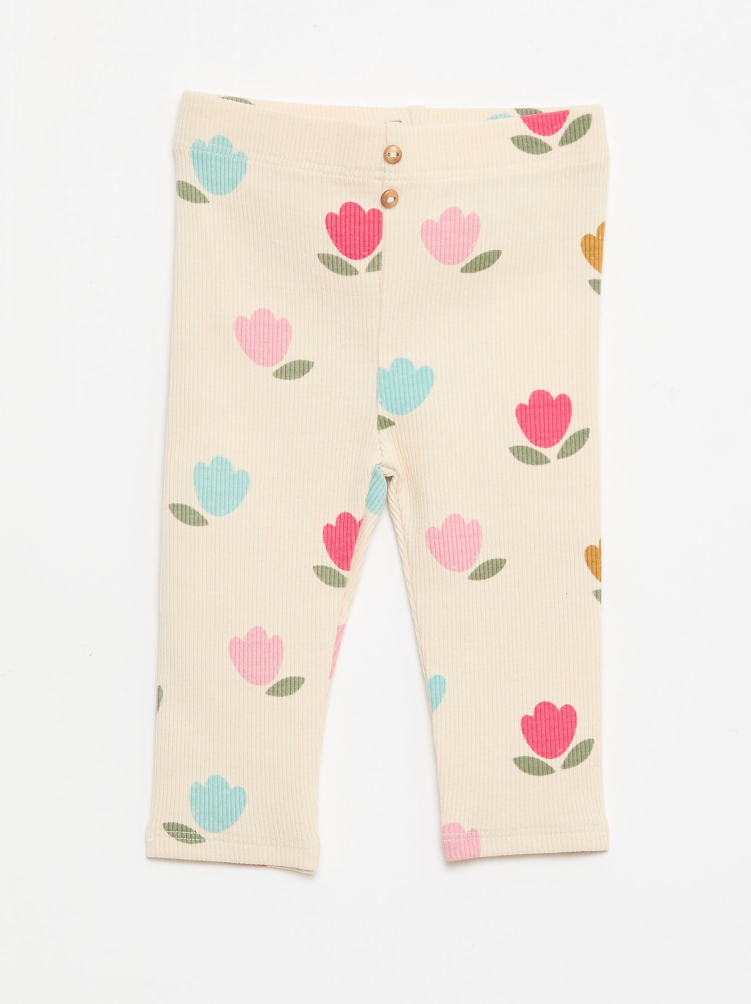 Legging long côtelé à motif - Blanc (DMI88_15)