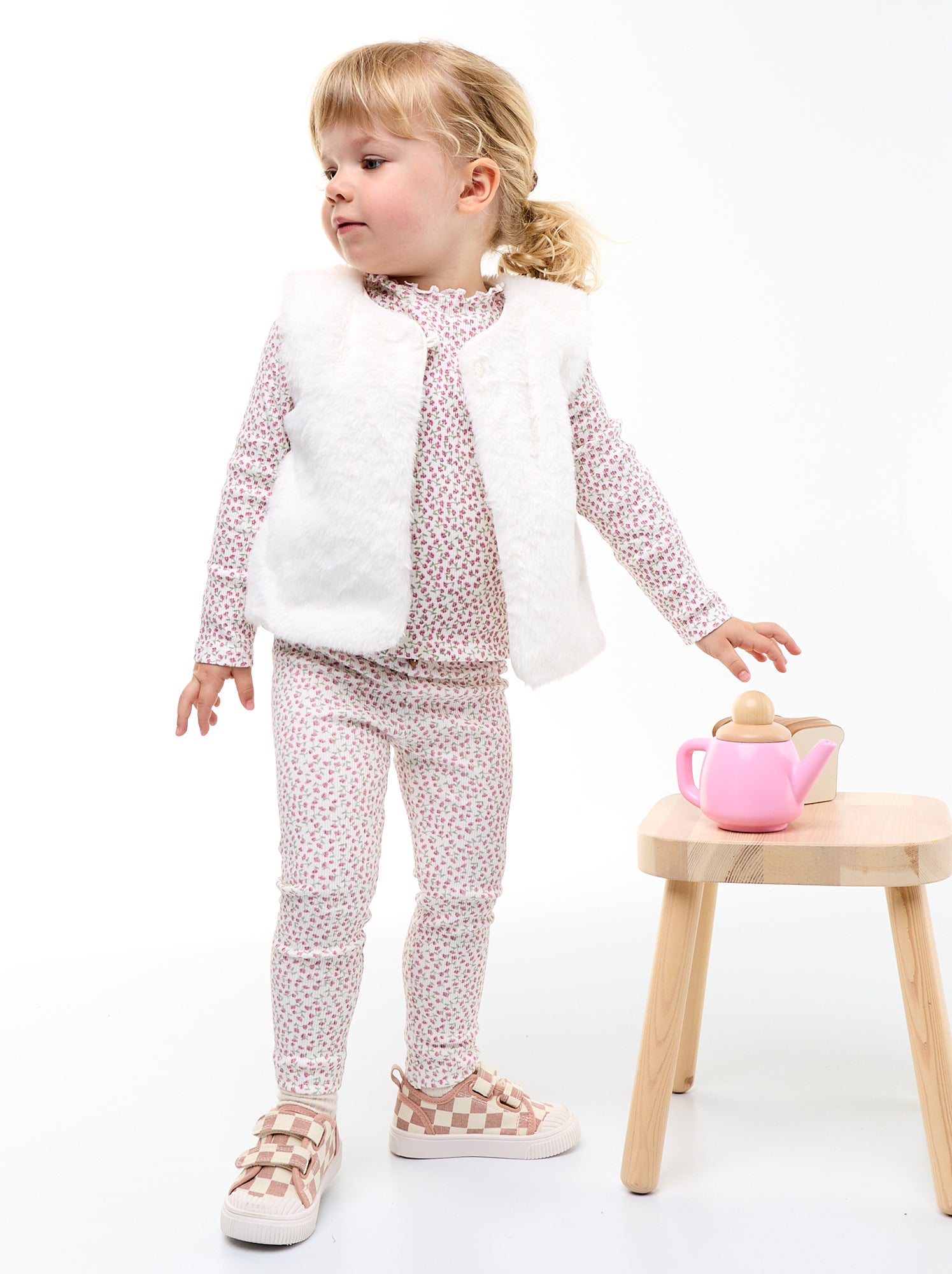 Legging long côtelé à motif - Blanc (DMI88_20)